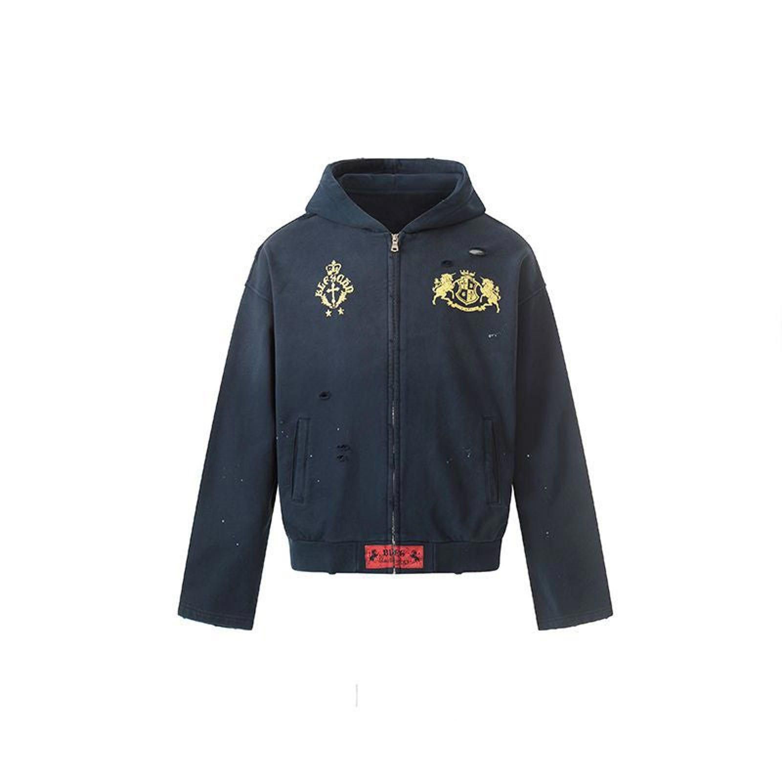 Other Navy Distressed Zip-Up Hoodie Size US M / EU 48-50 / 2 - 1 Thumbnail