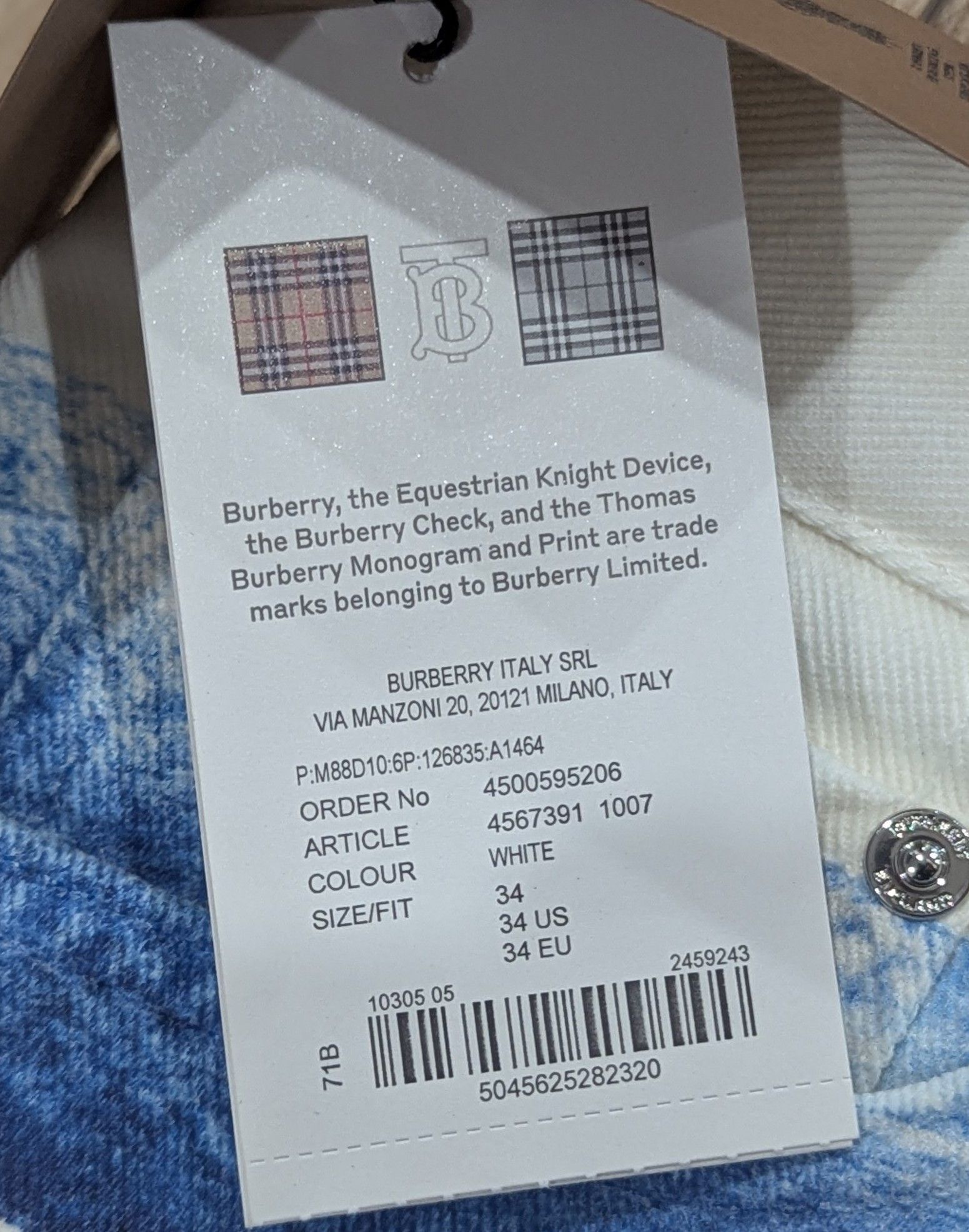 Burberry BURBERRY Mermaid Tail Straight Leg Denim Jeans White 34 Size US 34 / EU 50 - 8 Thumbnail