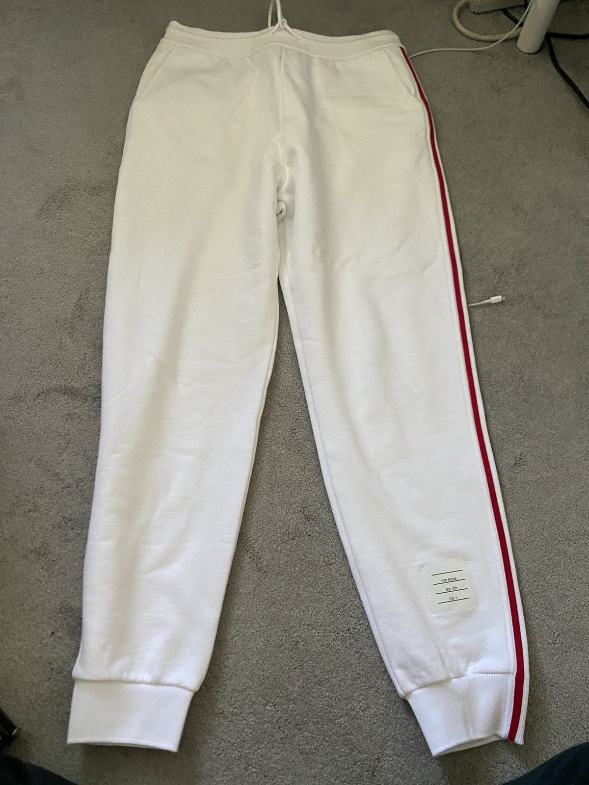 image of Thom Browne Sweatpants in White, Men's (Size 34)