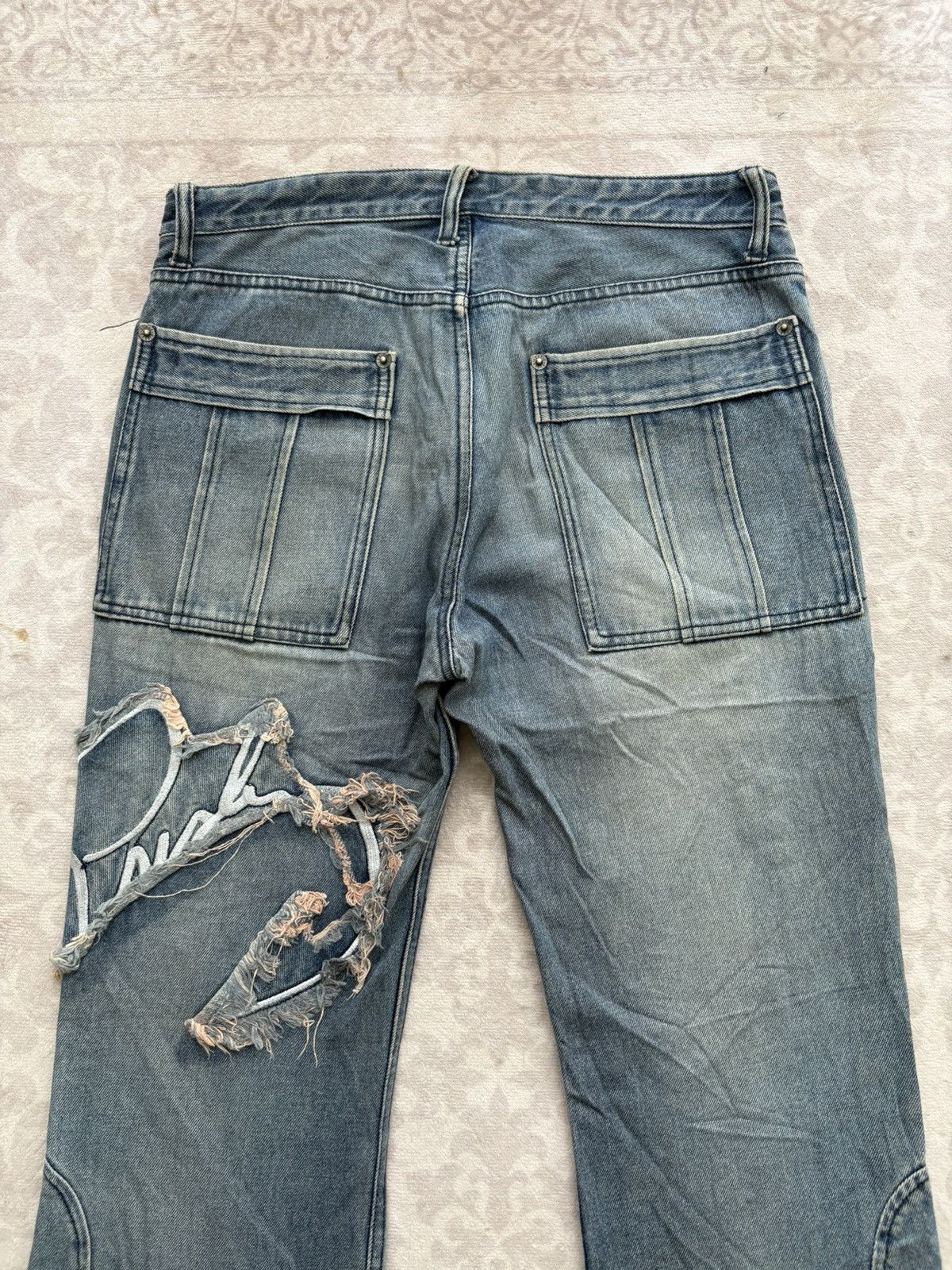 PPFM PPFM Archival Double Waist Studded Flare/Distressed Denim Size US 30 / EU 46 - 13 Thumbnail