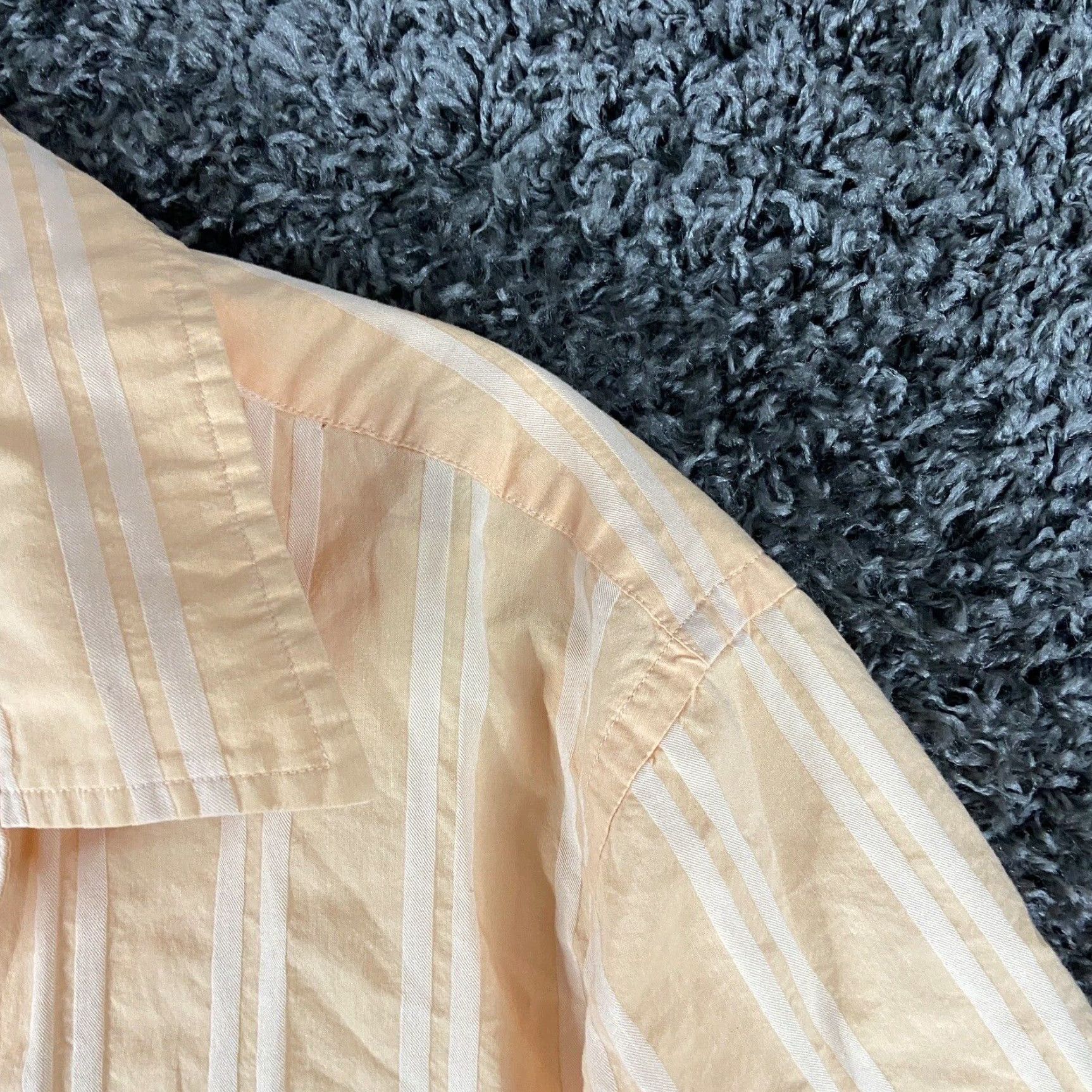 Calvin Klein VINTAGE Calvin Klein Shirt L Orange Stripe Button-Up Short Sleeve Men’s L Size US 33 - 4 Thumbnail