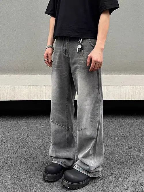 Japanese Brand High street washed distressed smoke grey baggy jeans Size US 32 / EU 48 - 3 Thumbnail