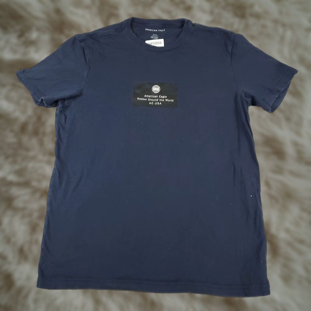 American Eagle Outfitters American Eagle Outfitters T-Shirt Men M Blue Short Sleeve Crew Neck Logo Solid Casual All Seasons Size US M / EU 48-50 / 2 - 1 Thumbnail