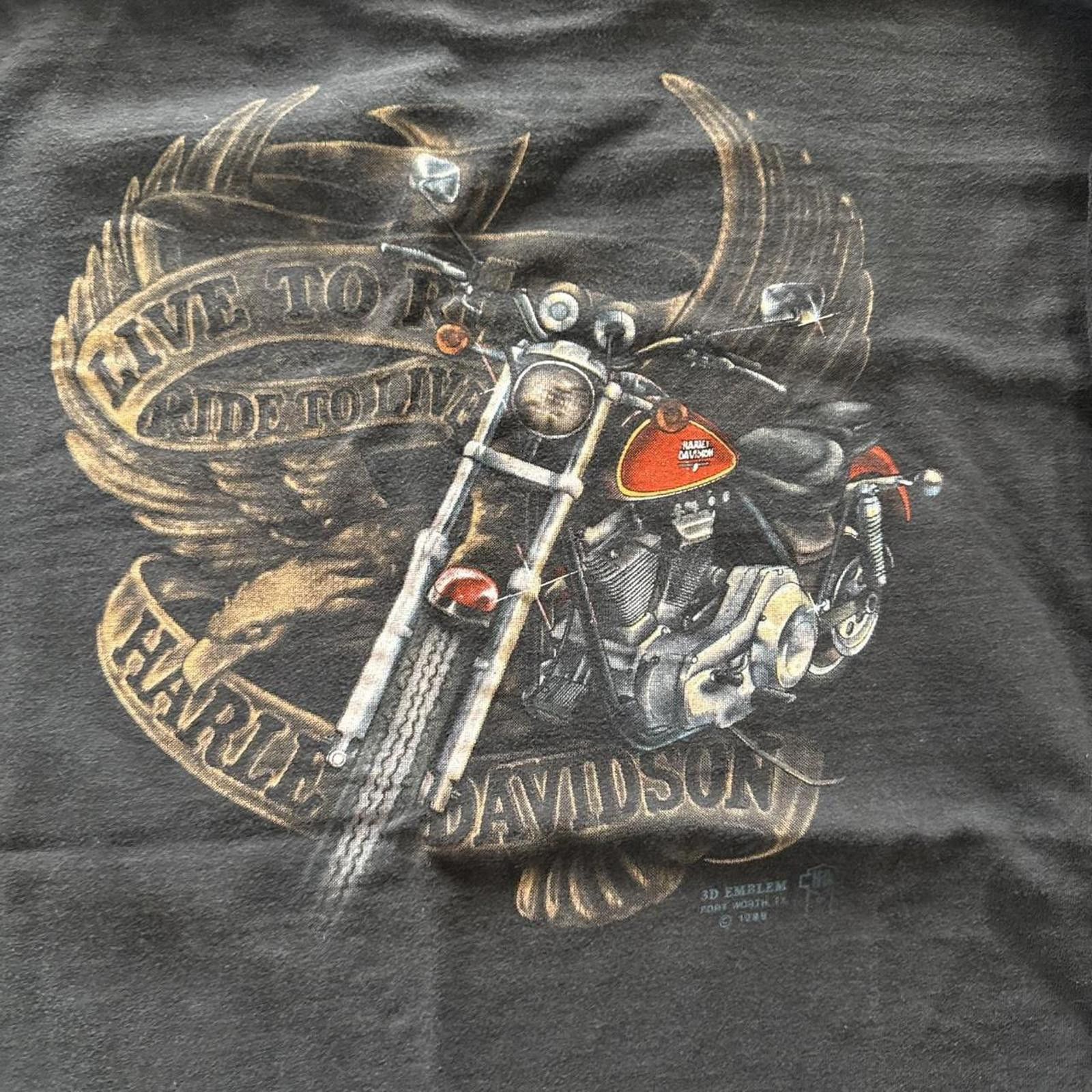 Harley Davidson 1989 Harley Davidson 3D Emblem Live to Ride Single Stitch Size US L / EU 52-54 / 3 - 2 Thumbnail