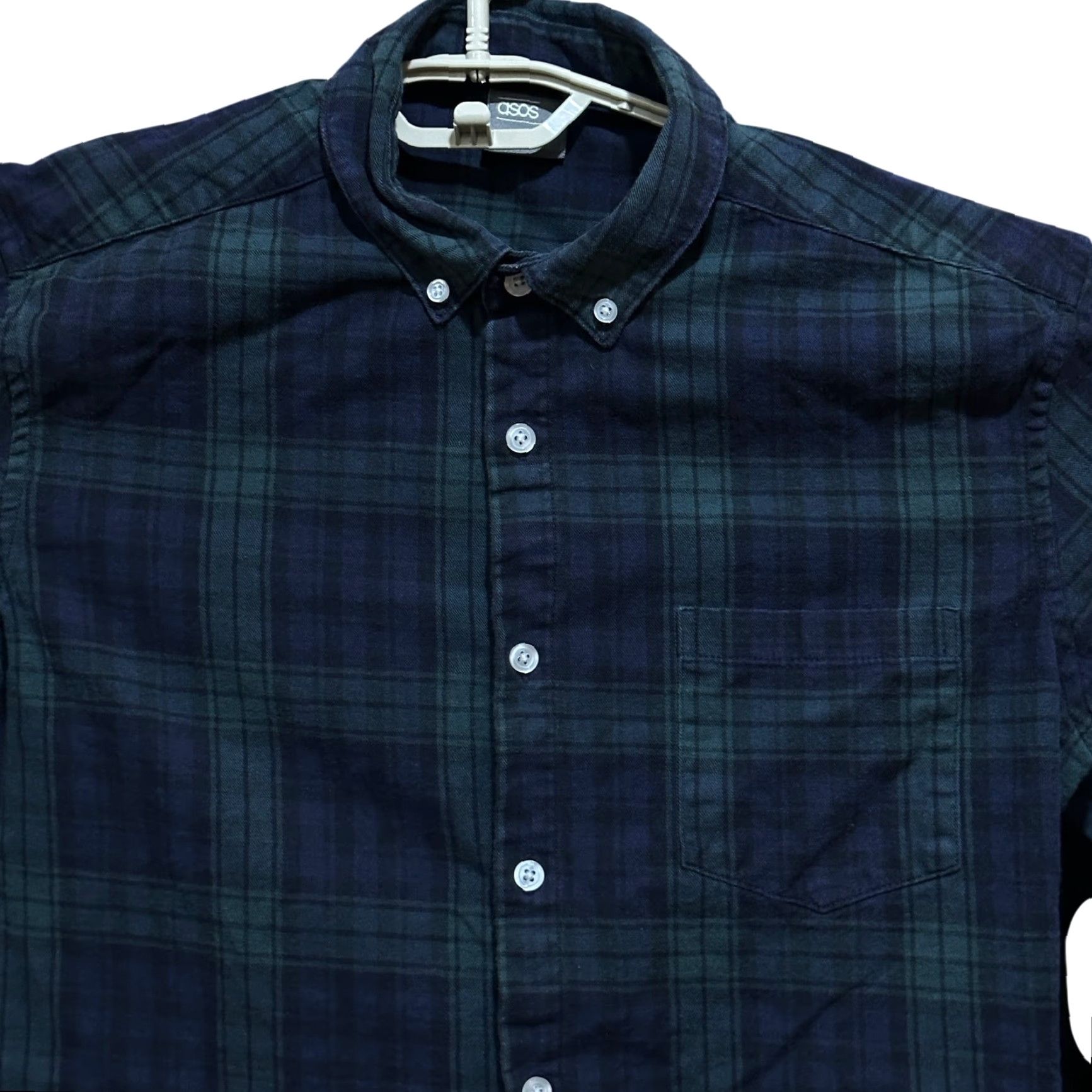 Asos ASOS Mens Shirt L Green Blue Plaid Button-Up Long Sleeve Cotton Preppy Shirt Mens Ridge Button-Up Casual Shirt Mens Womens? Size US L / EU 52-54 / 3 - 3 Thumbnail
