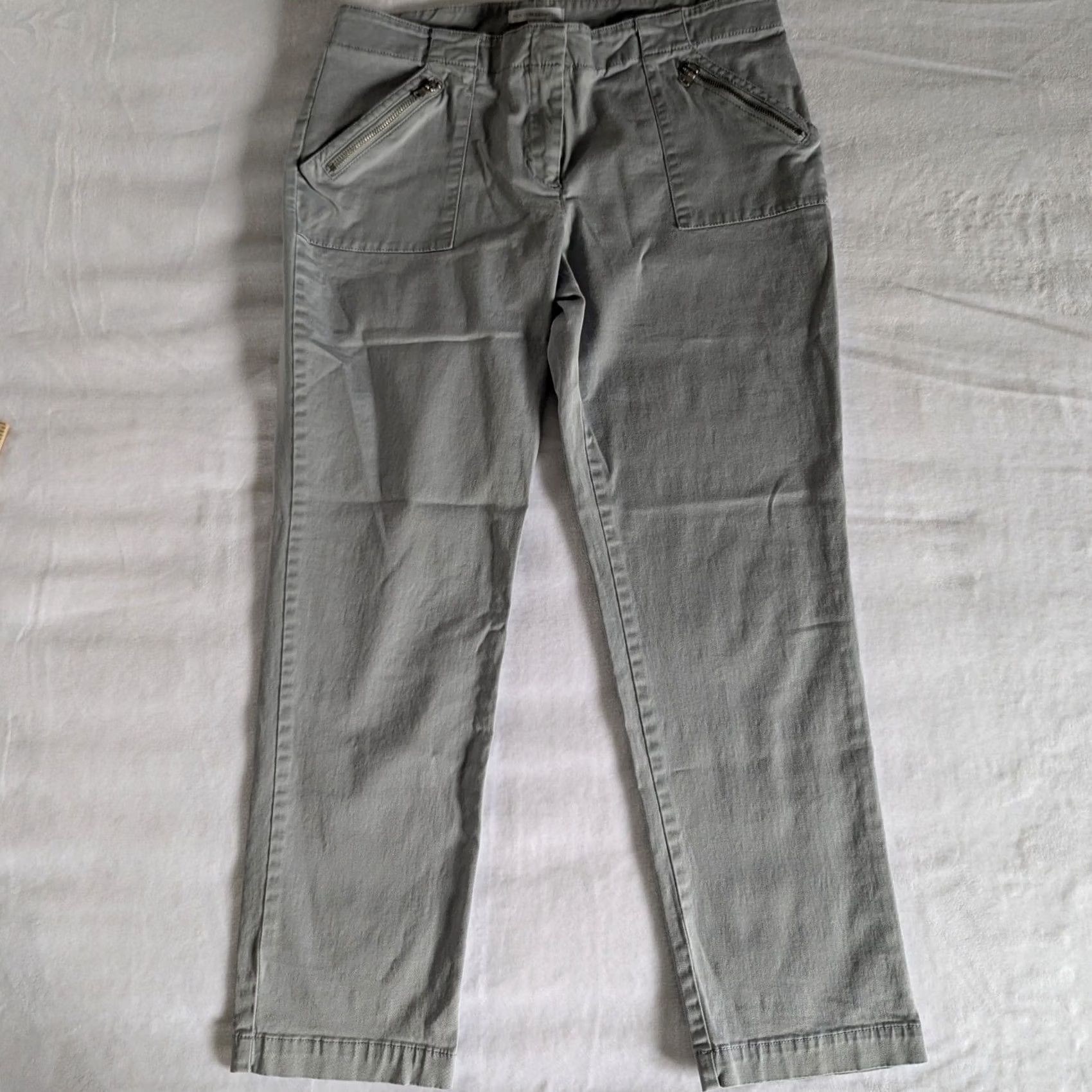 Vintage New York & Co Gray Cargo Zip Pocket Straight Leg Pants Women's 8 Regular Cotton Blend Casual Size 30" / US 8 / IT 44 - 3 Thumbnail