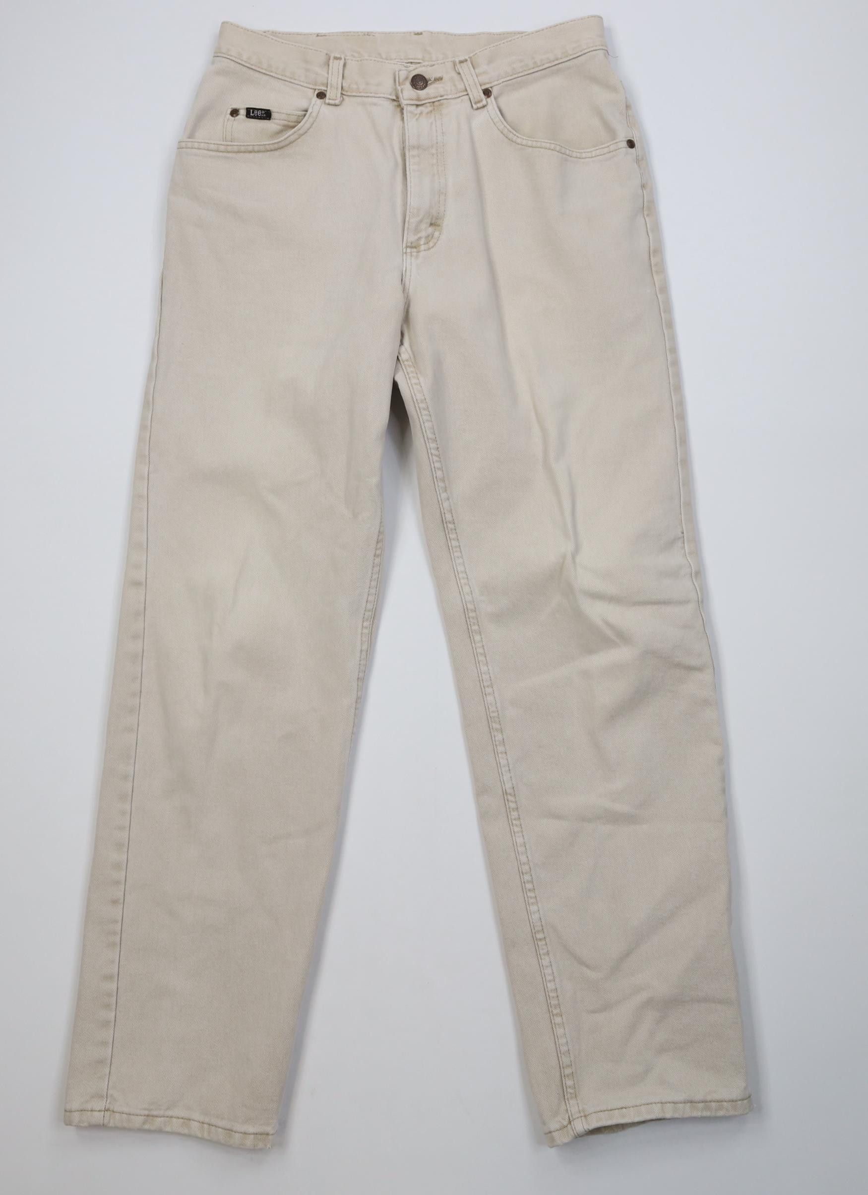 Vintage 90s Lee Straight Leg Denim Jeans Beige Cotton
