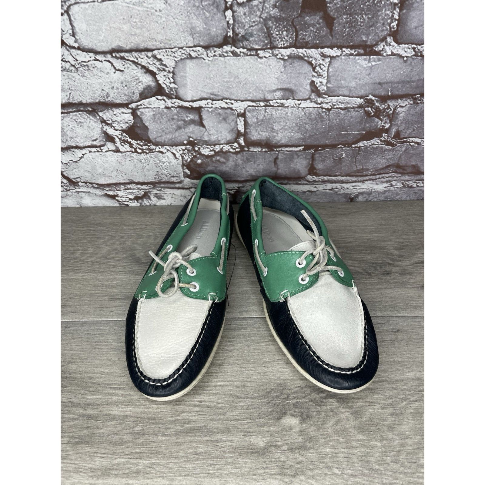 L.L. Bean LL Bean Blue Green White Leather Preppy Loafers Boat Shoes W Size US 9 / IT 39 - 15 Thumbnail