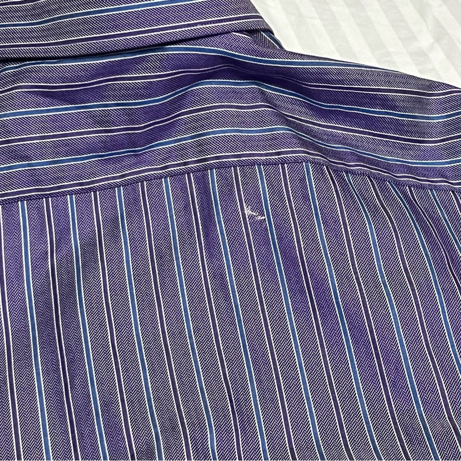 Robert Graham Robert Graham Men's Purple Striped Long Sleeve Shirt 18 TALL Size US XXL / EU 58 / 5 - 7 Thumbnail