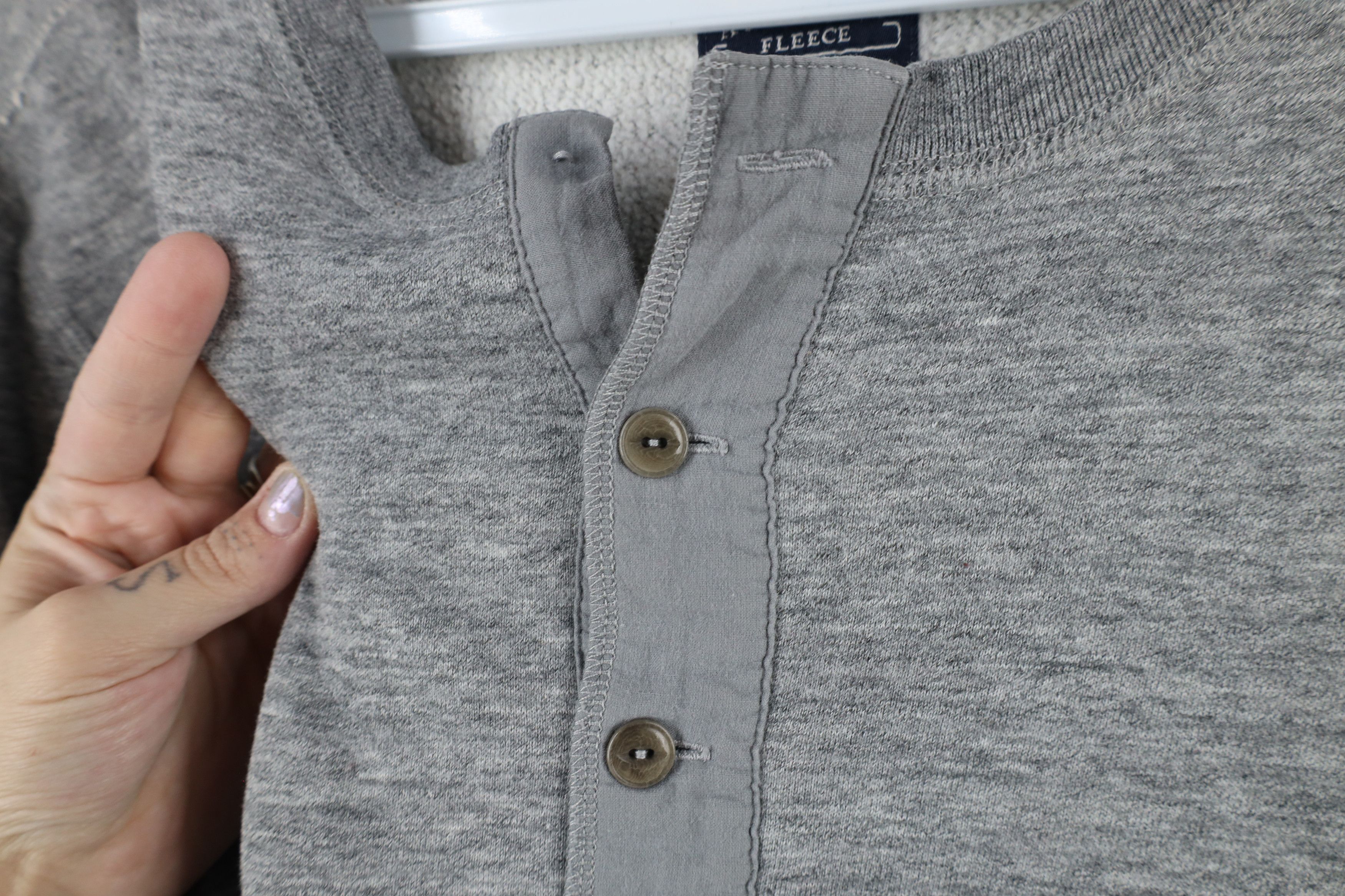 J.Crew × Vintage J Crew Fleece Blank Henley Pullover Sweatshirt Heather Gray Size US L / EU 52-54 / 3 - 4 Thumbnail
