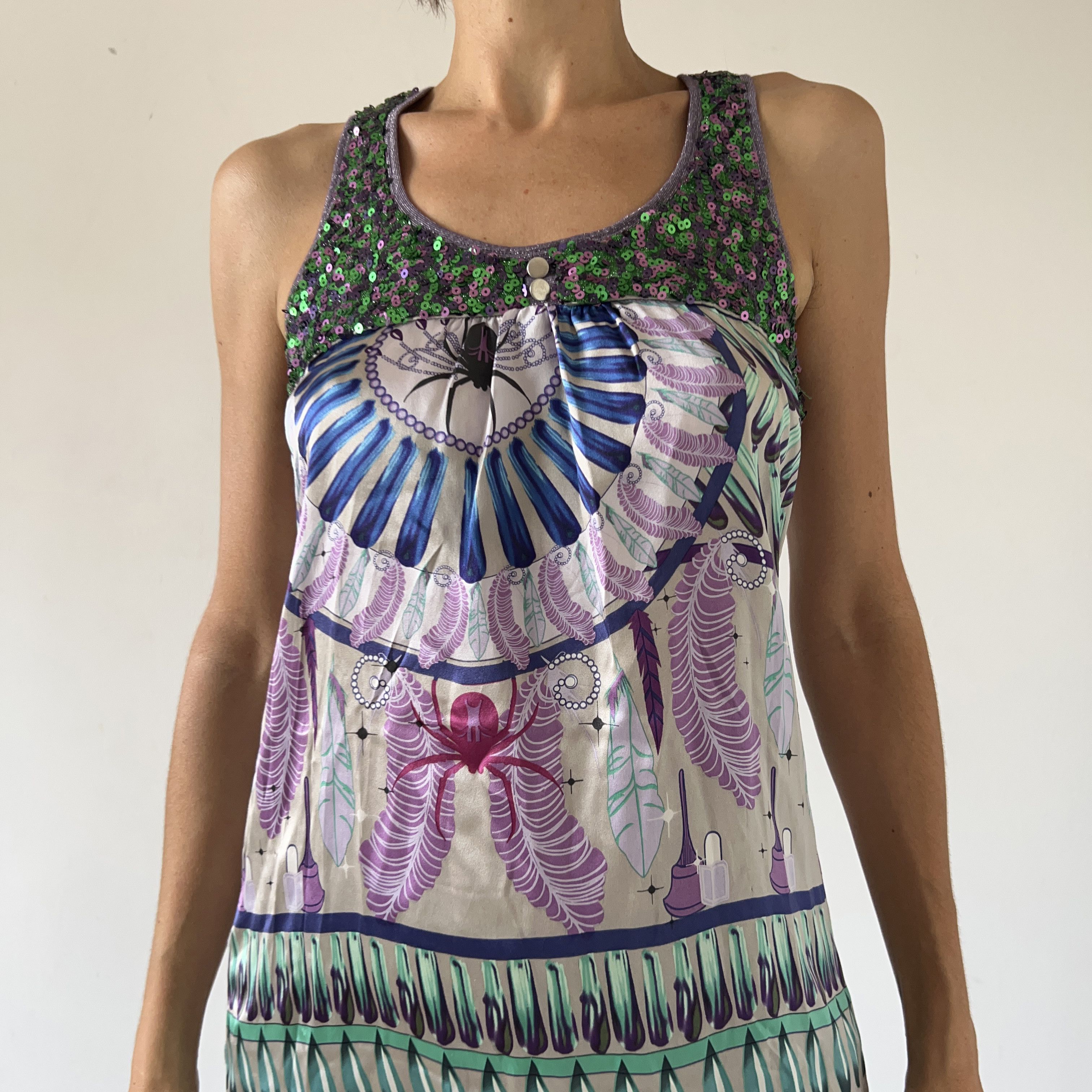 Custo Barcelona Custo Barcelona y2k silk cotton print knit summer tank dress Size L / US 10 / IT 46 - 5 Thumbnail