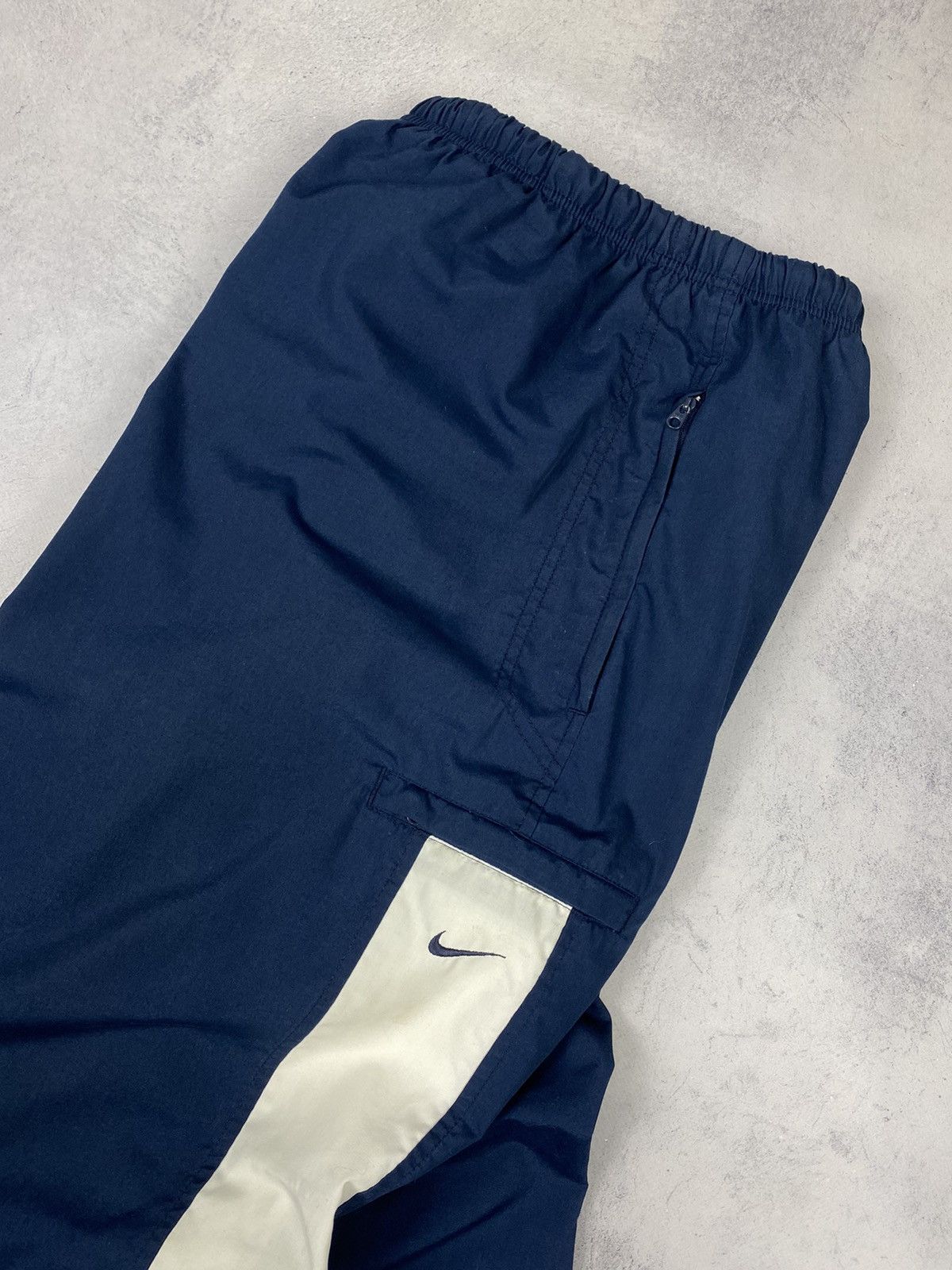 Nike × Vintage Vintage 00s Nike Swoosh Drill Joggers Baggy Nylon Y2K Pants Size US 35 - 4 Thumbnail