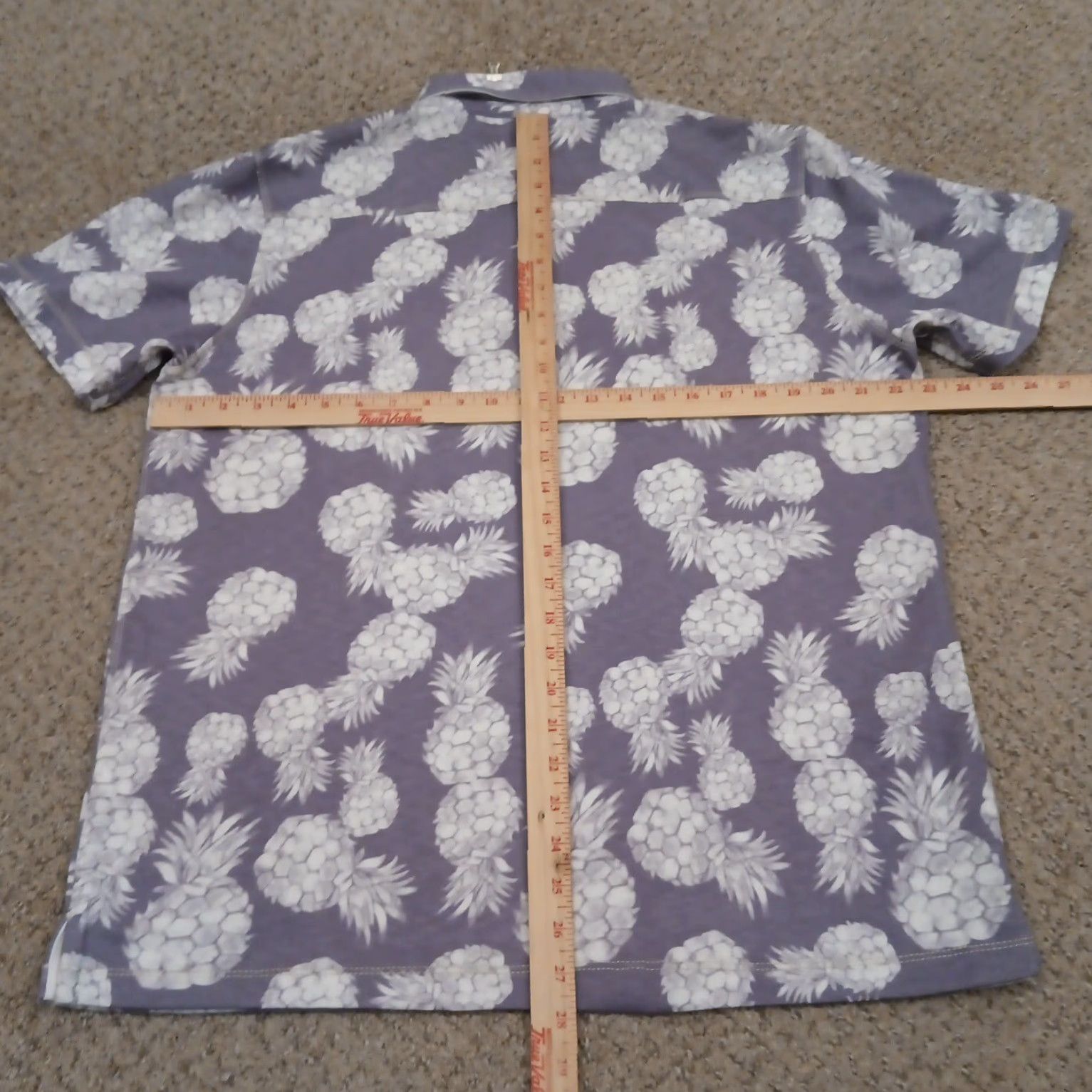 Vintage Visitor Polo Shirt Mens Large Purple Pineapple Pattern Short Sleeve Modal Blend Size US L / EU 52-54 / 3 - 6 Thumbnail