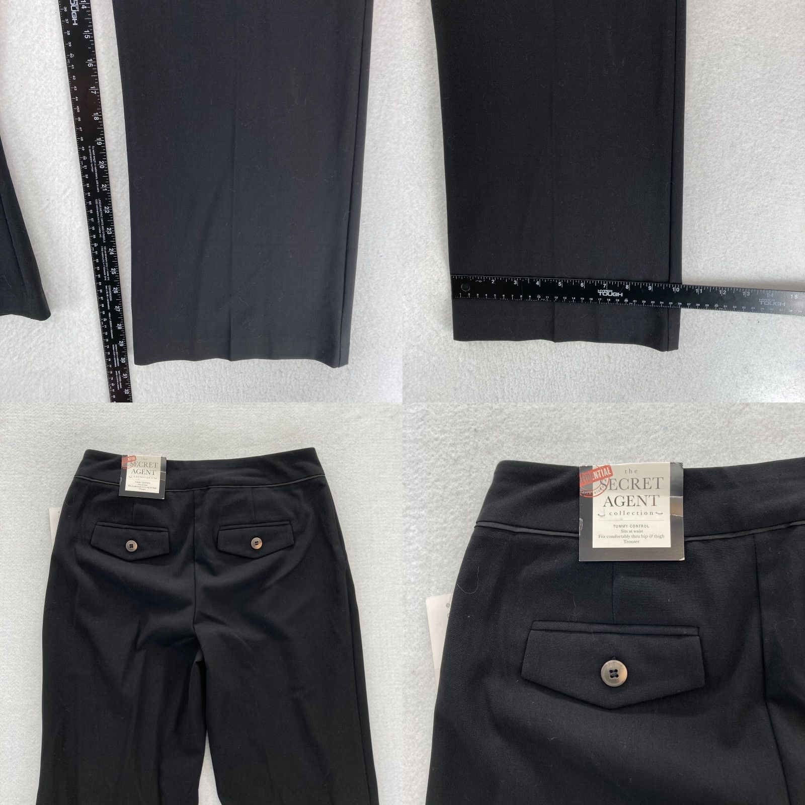Vintage Roz & Ali Secret Agent Pants Women's 6 Wide Leg Black Stretch Tummy Control NWT Size 28" / US 6 / IT 42 - 8 Thumbnail