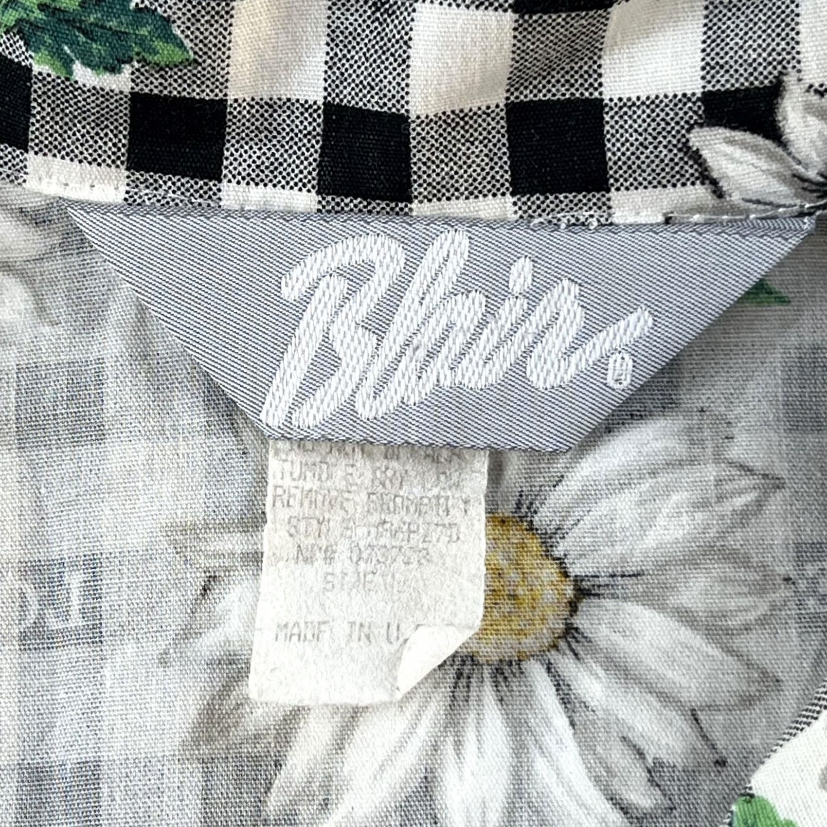 Blair VINTAGE Blair Button Up Shirt Womens Large Black Gingham Daisy Short Sleeve Size L / US 10 / IT 46 - 3 Thumbnail