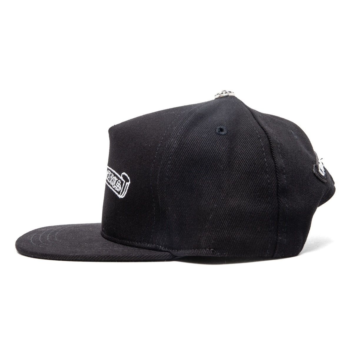 Chrome Hearts Embroidered Scroll Logo Baseball Hat Black White Size ONE SIZE - 4 Thumbnail