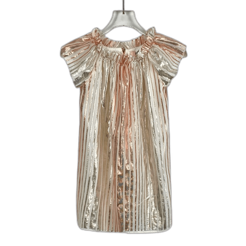 Celine Colorful Striped Cotton Dress With Gold Threads Size 34" / US 12 / IT 48 - 1 Thumbnail