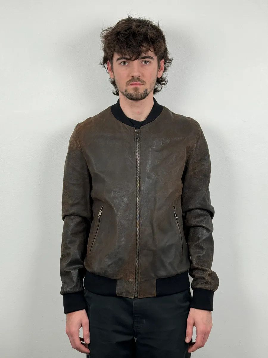 Dolce & Gabbana 2000s Dolce & Gabbana Raw Brown Leather Bomber Jacket Size US M / EU 48-50 / 2 - 2 Thumbnail
