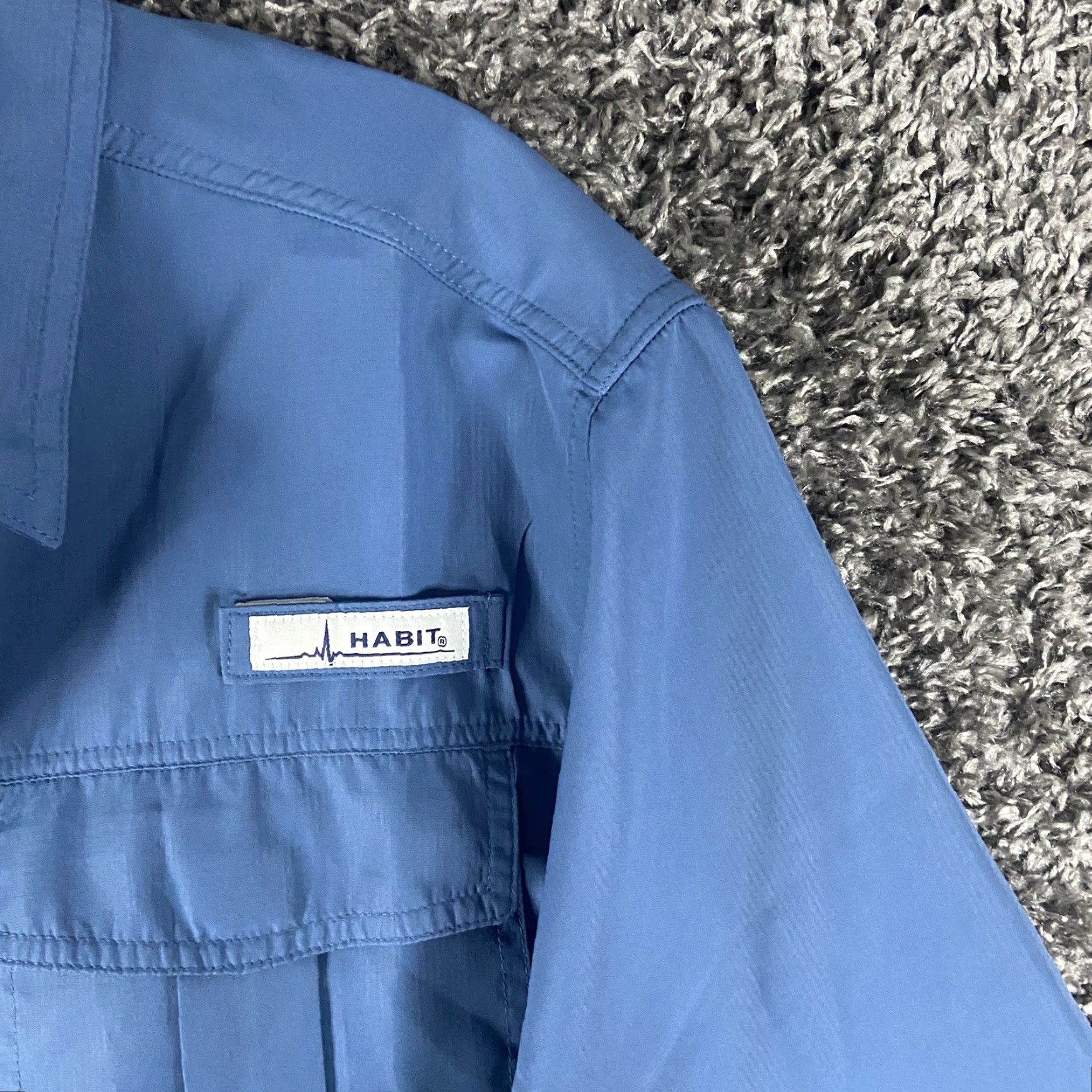 Habitat Habit Habit Solar Factor 40+ Button-Up Shirt Men M Blue Short Sleeve Size US 31 - 4 Thumbnail
