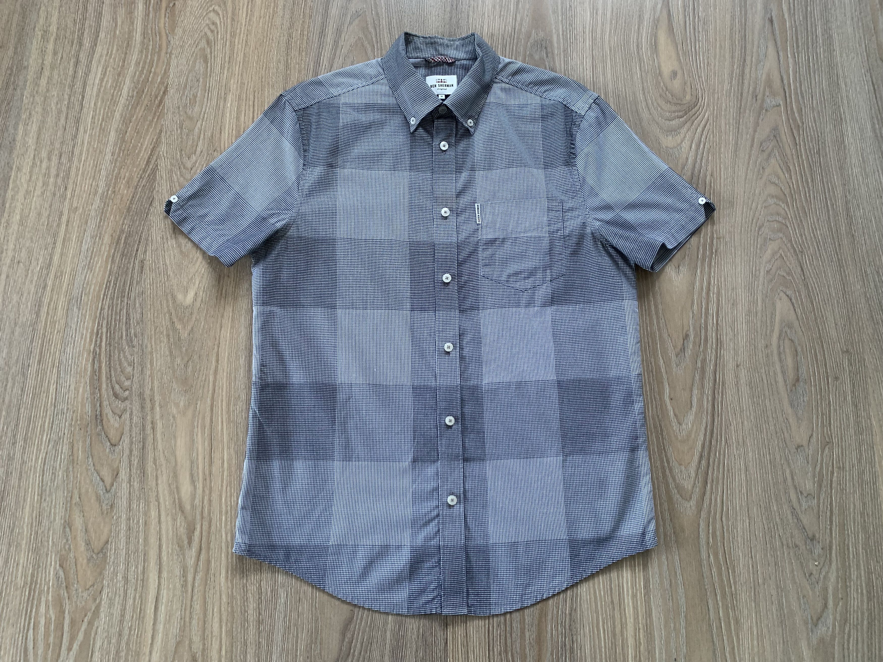 Ben Sherman Ben Sherman Micro Plaid Grey Cotton Button Down Size US M / EU 48-50 / 2 - 2 Thumbnail