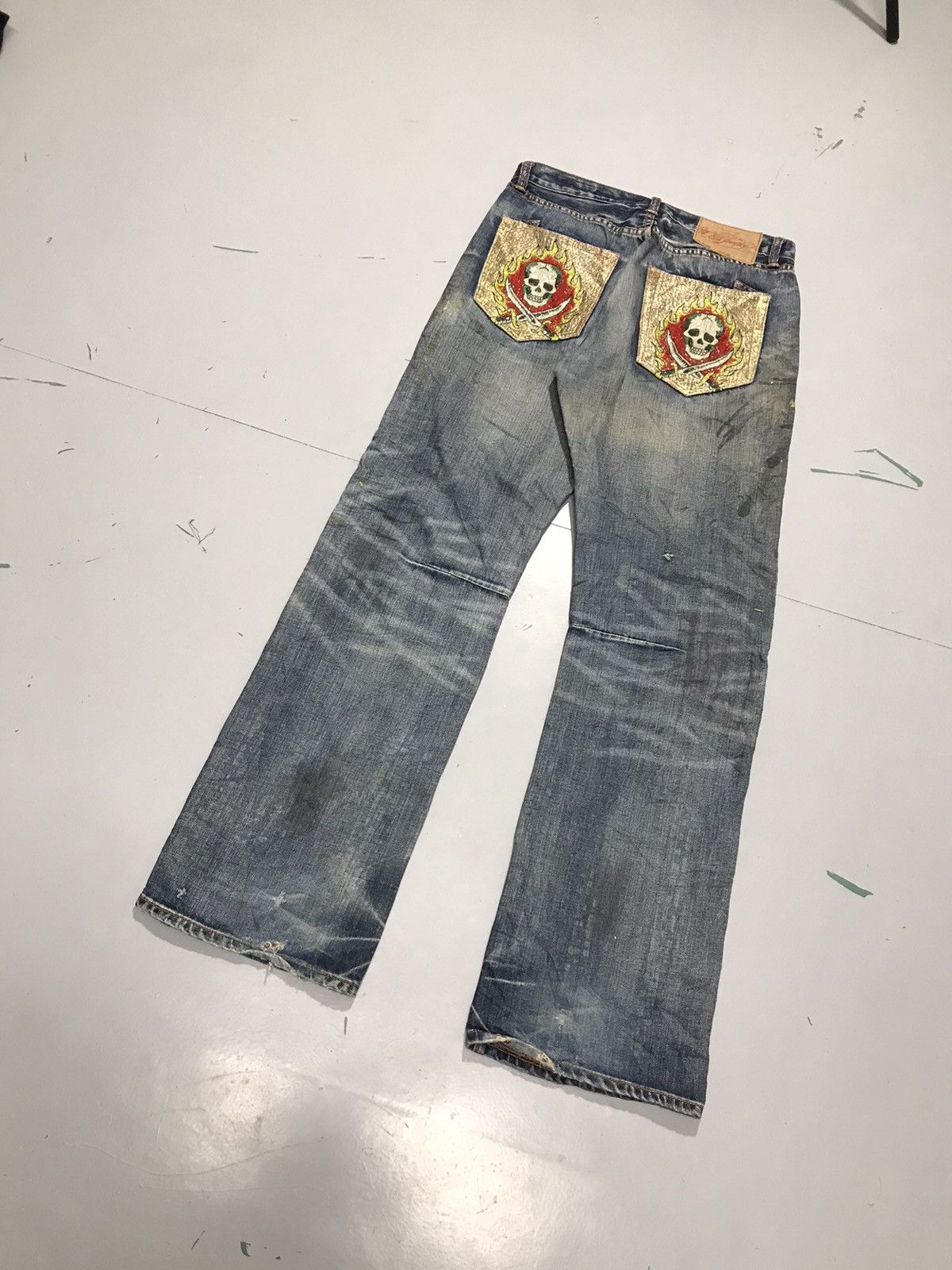 Ed Hardy Vintage ed hardy skull fire embroidered denim Size US 32 / EU 48 - 9 Thumbnail