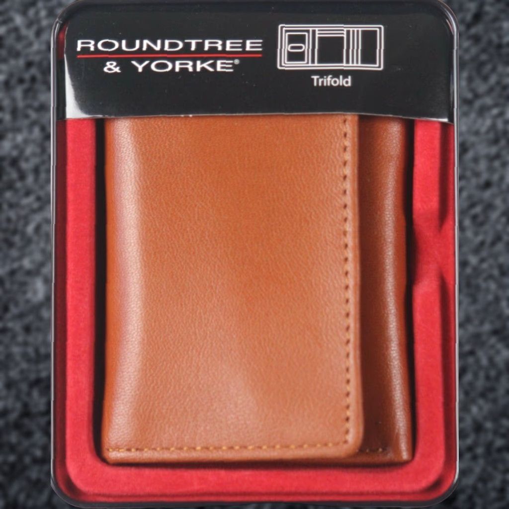 Roundtree & Yorke ROUNDTREE & YORKE MENS TRIFOLD BROWN LEATHER WALLET NWT NIB Size ONE SIZE - 1 Thumbnail