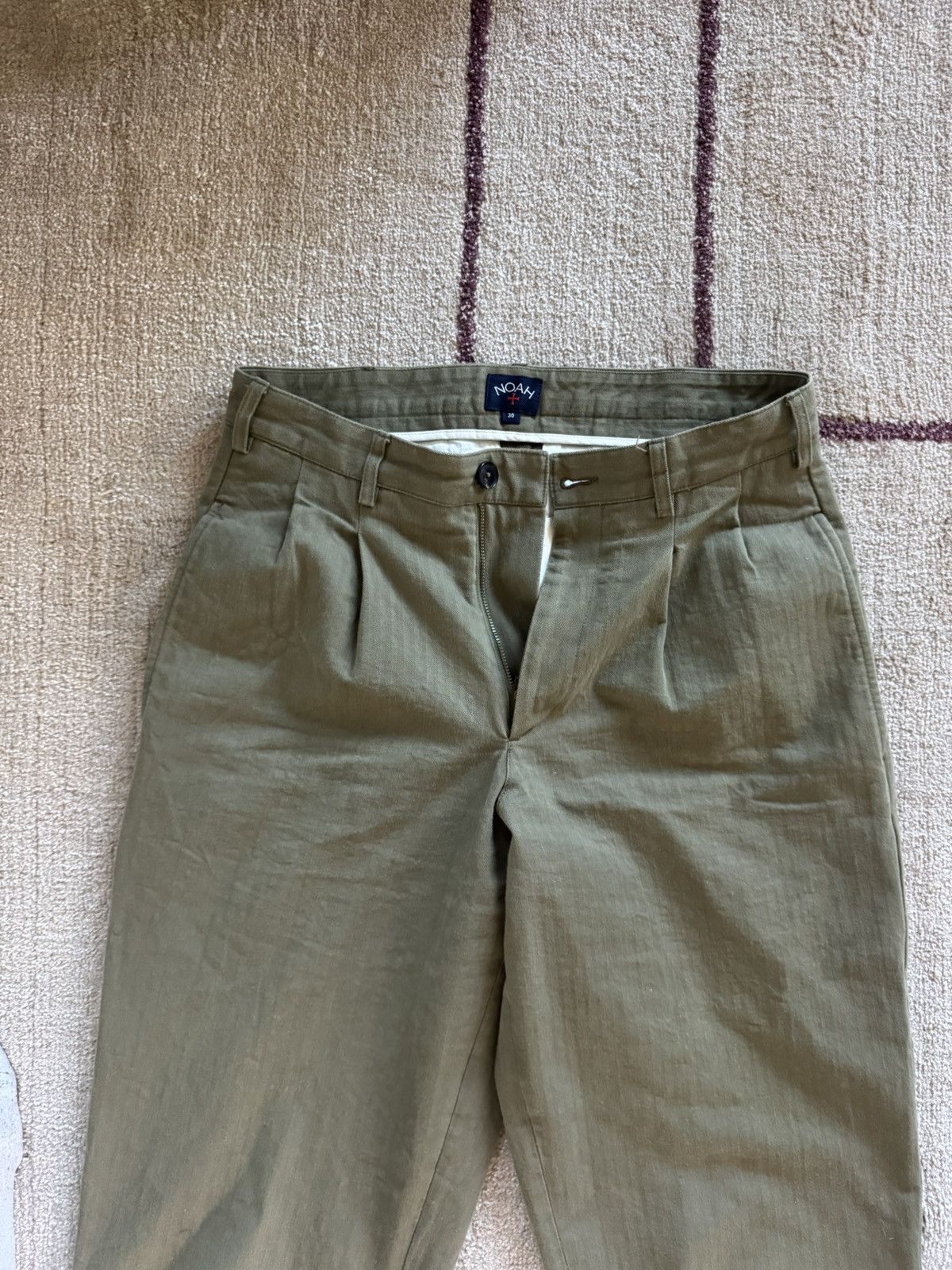 Noah Classic Double-Pleat Herringbone Pant Size US 30 / EU 46 - 3 Thumbnail