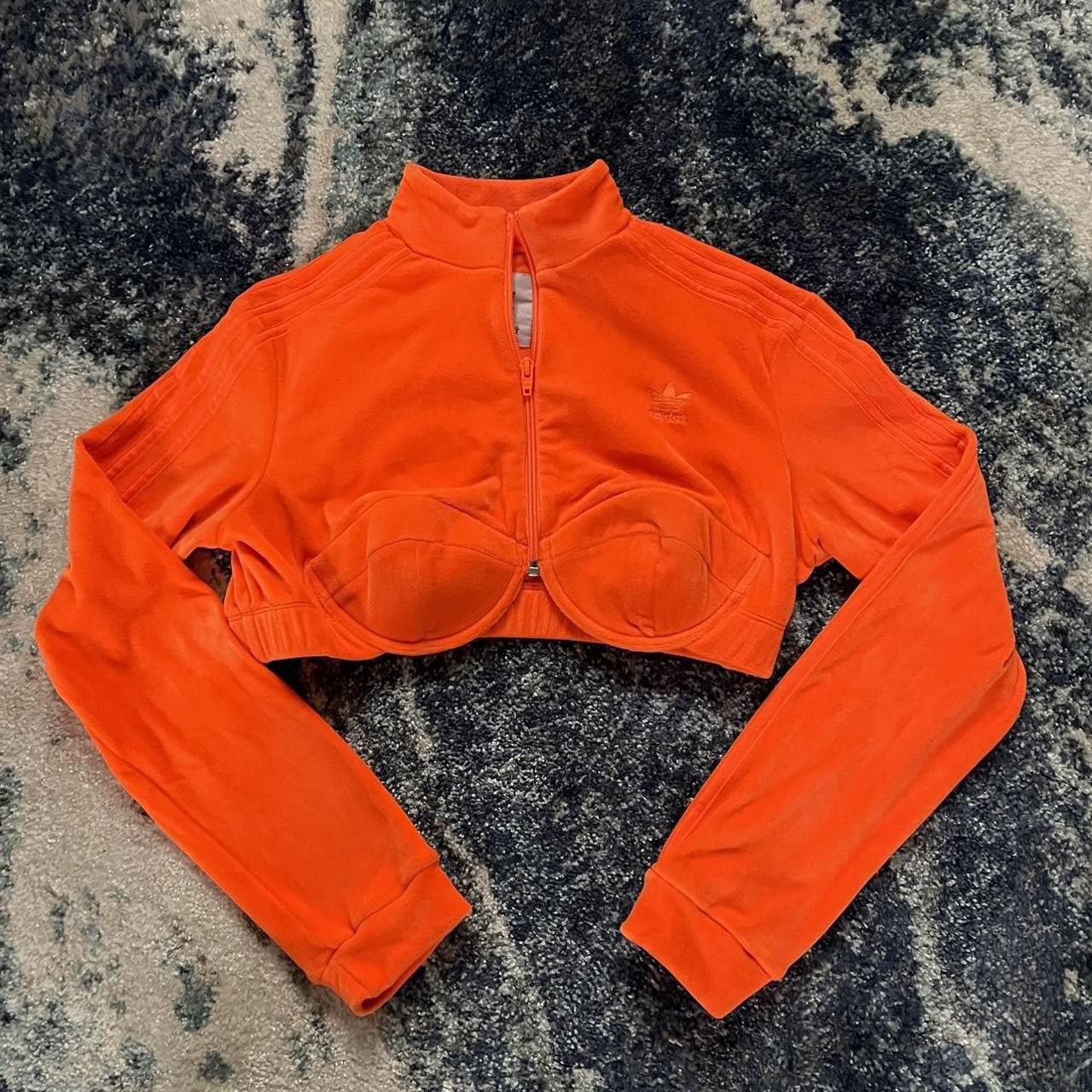 image of Adidas Crop Track Jacket in Orange, Women's (Size XL)