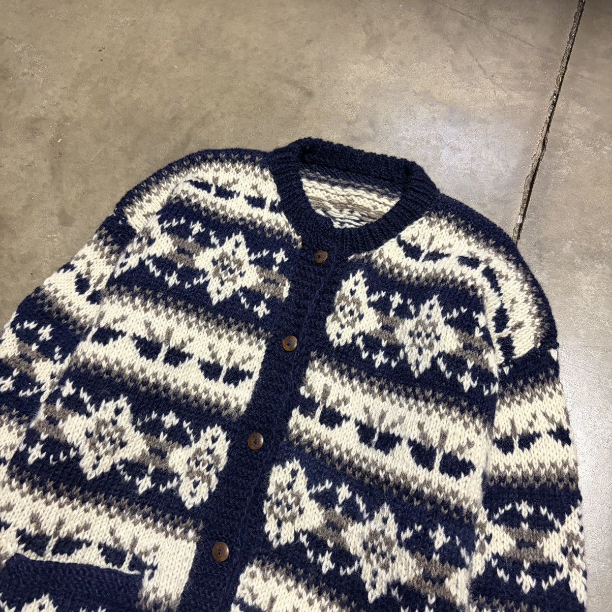 Vintage Vintage Wool Cardigan Sweater Fair Isle Nordic Chunky Knit Size US XL / EU 56 / 4 - 5 Thumbnail