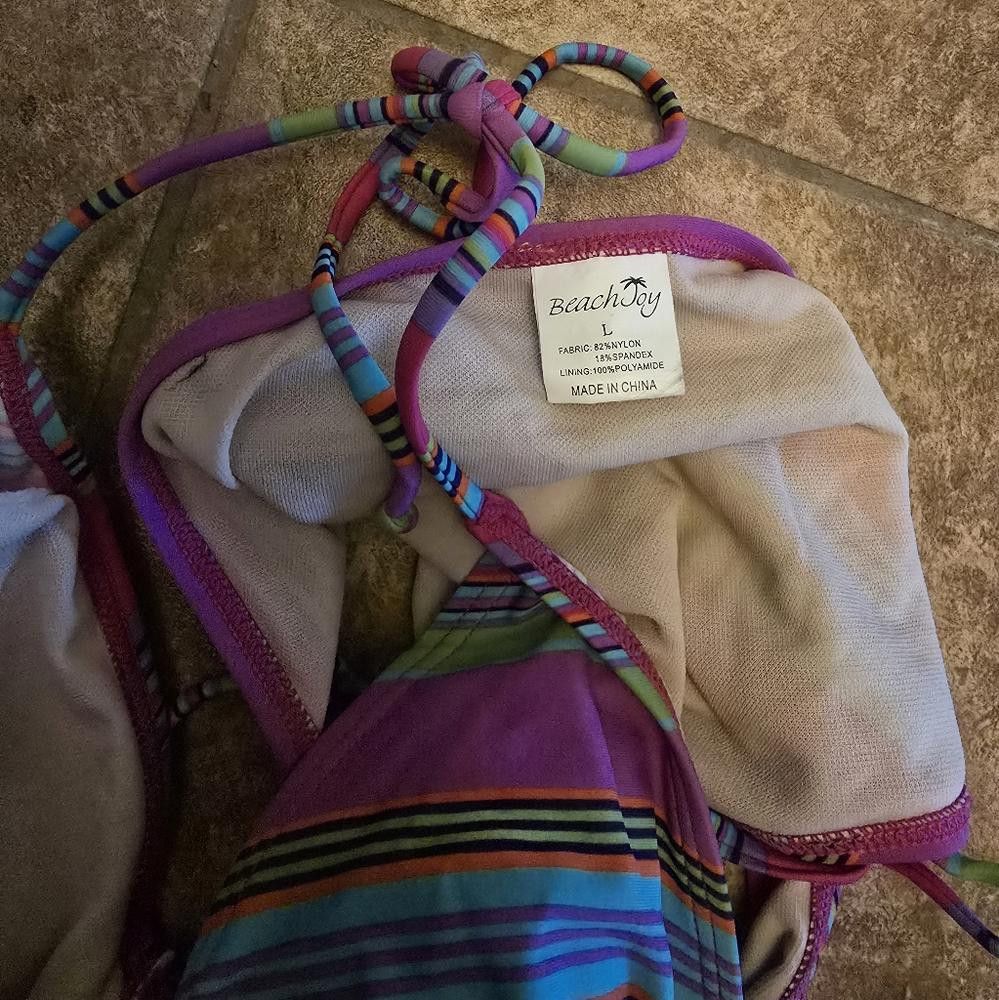 Designer Multicolored Stripe Beach Joy Monokini Size ONE SIZE - 4 Thumbnail