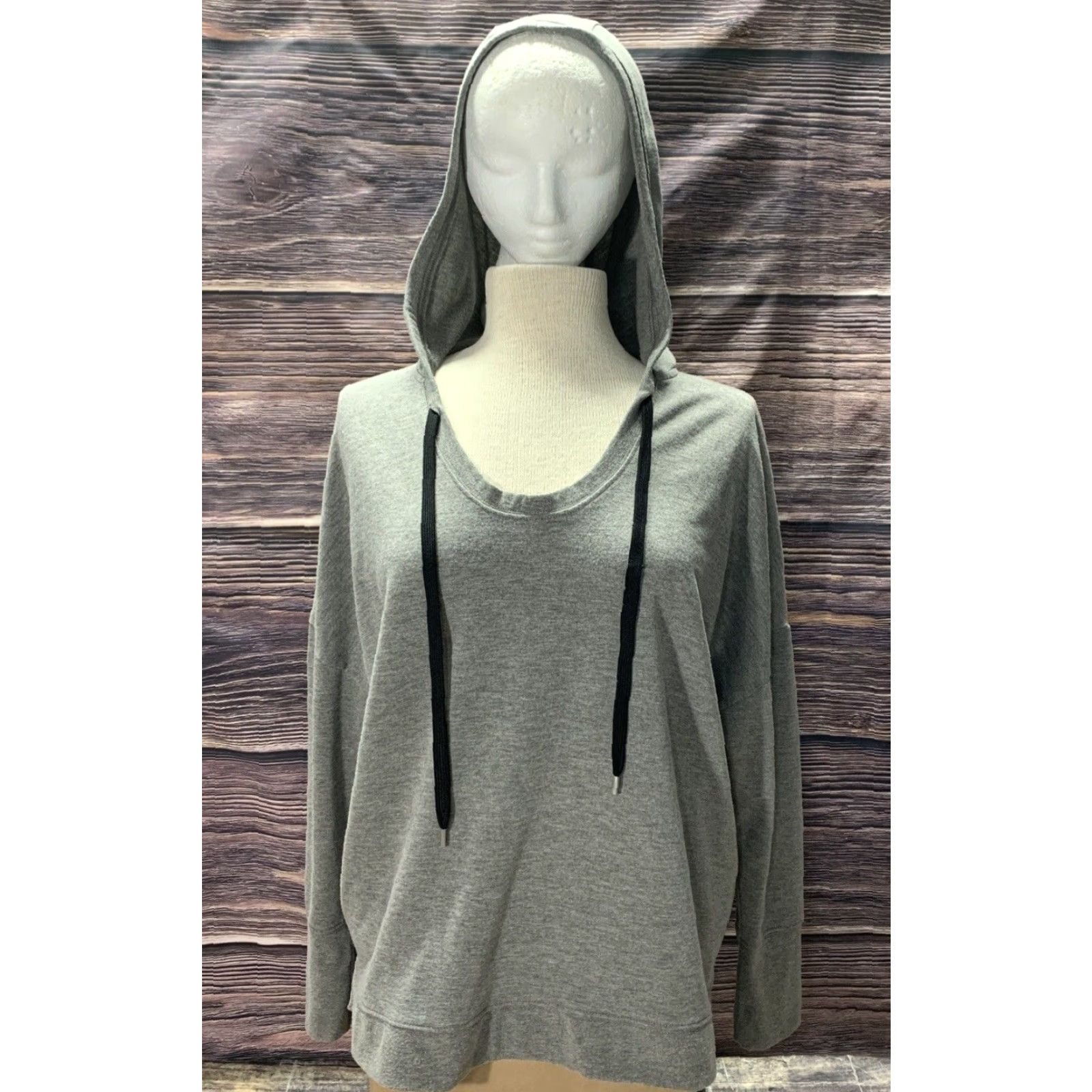Vintage MTA Sport Hoodie Woman’s Size Medium Gray Dolman Sleeve 4" Side Slits Hooded Pullover Womens Size M / US 6-8 / IT 42-44 - 2 Thumbnail