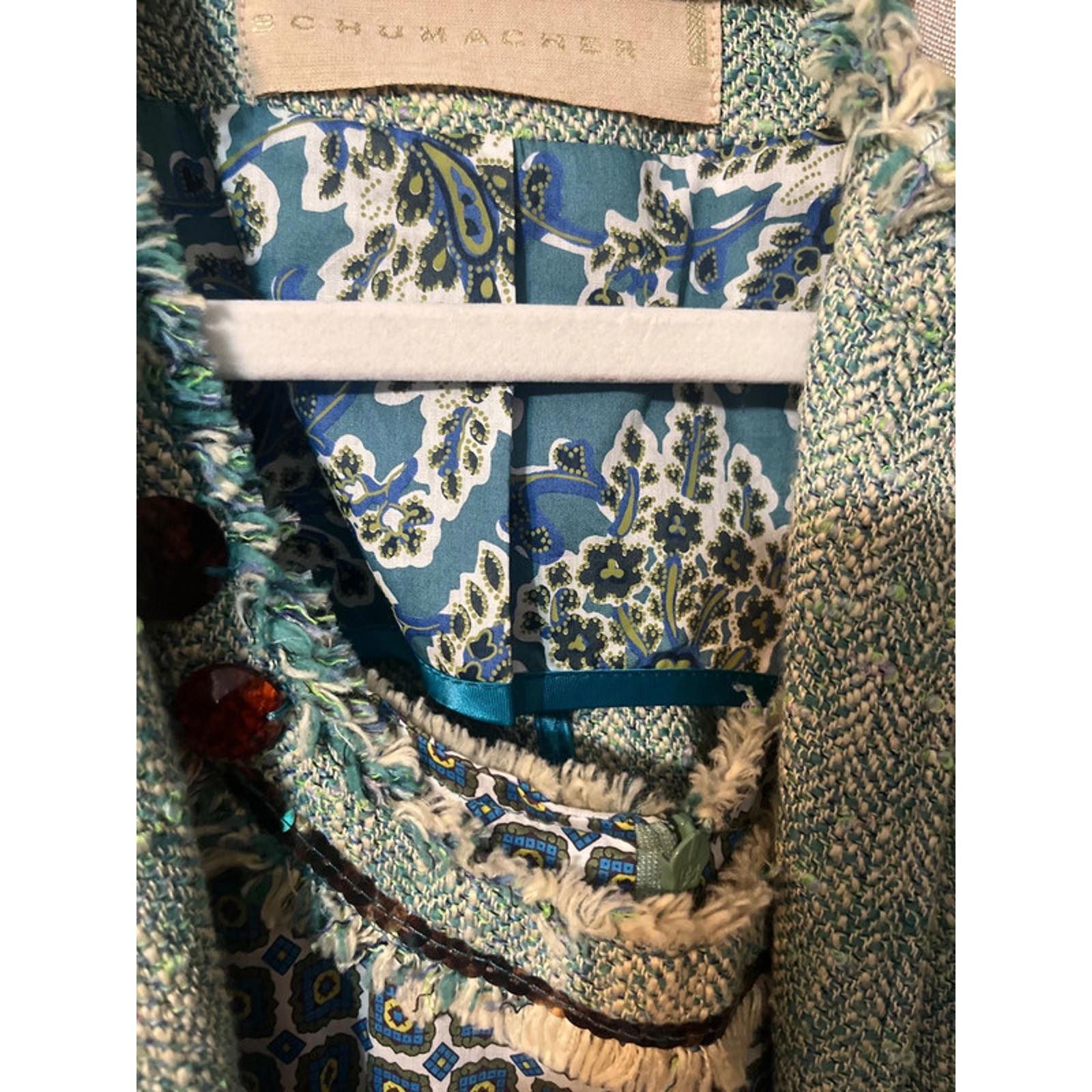 DOROTHEE SCHUMACHER Vtg Schumacher Designer Dress Jacket Green Blue Romania Size XS / US 0-2 / IT 36-38 - 15 Thumbnail