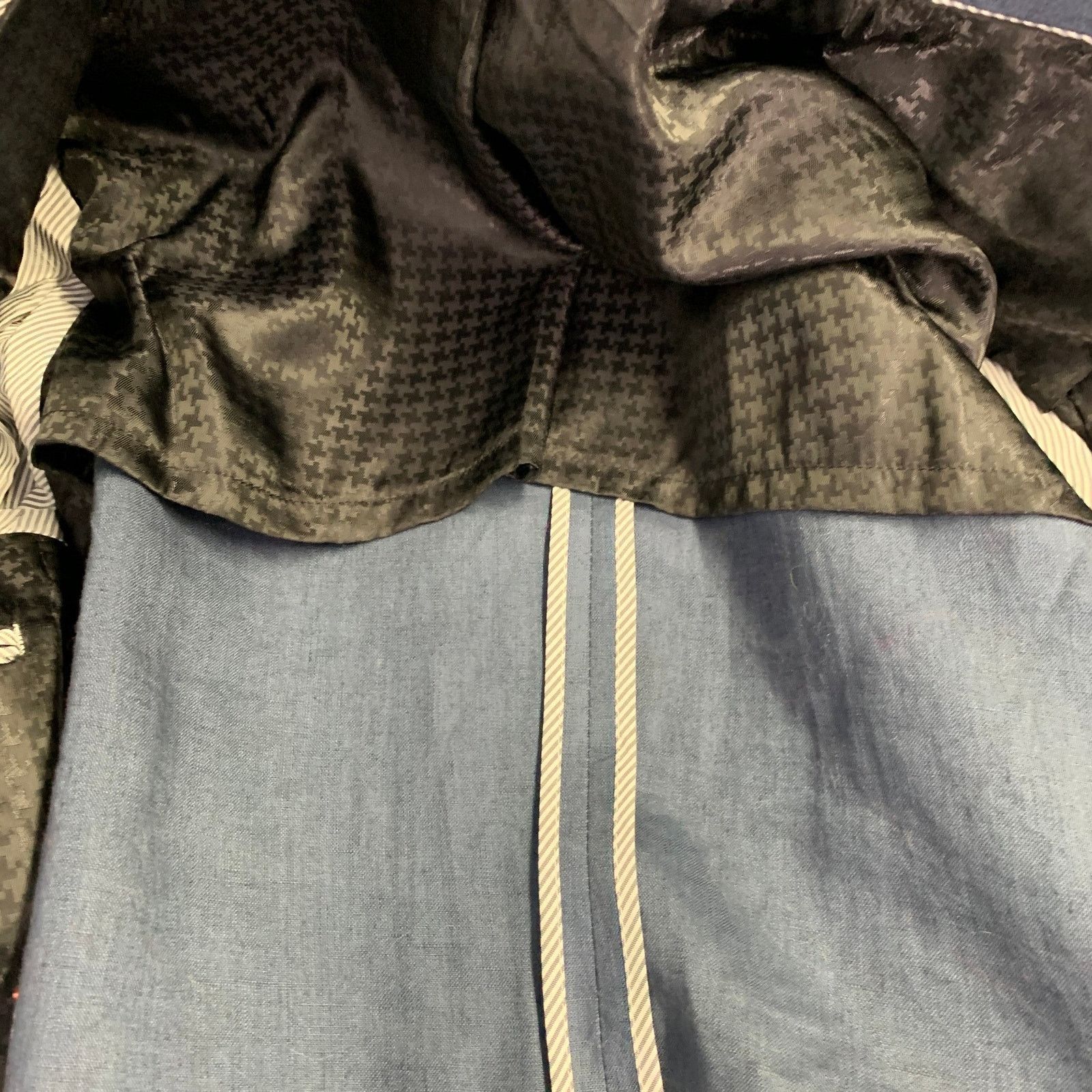 John Varvatos Size 36 Regular Blue Linen Peak Lapel Sport Coat Size 36R - 6 Thumbnail