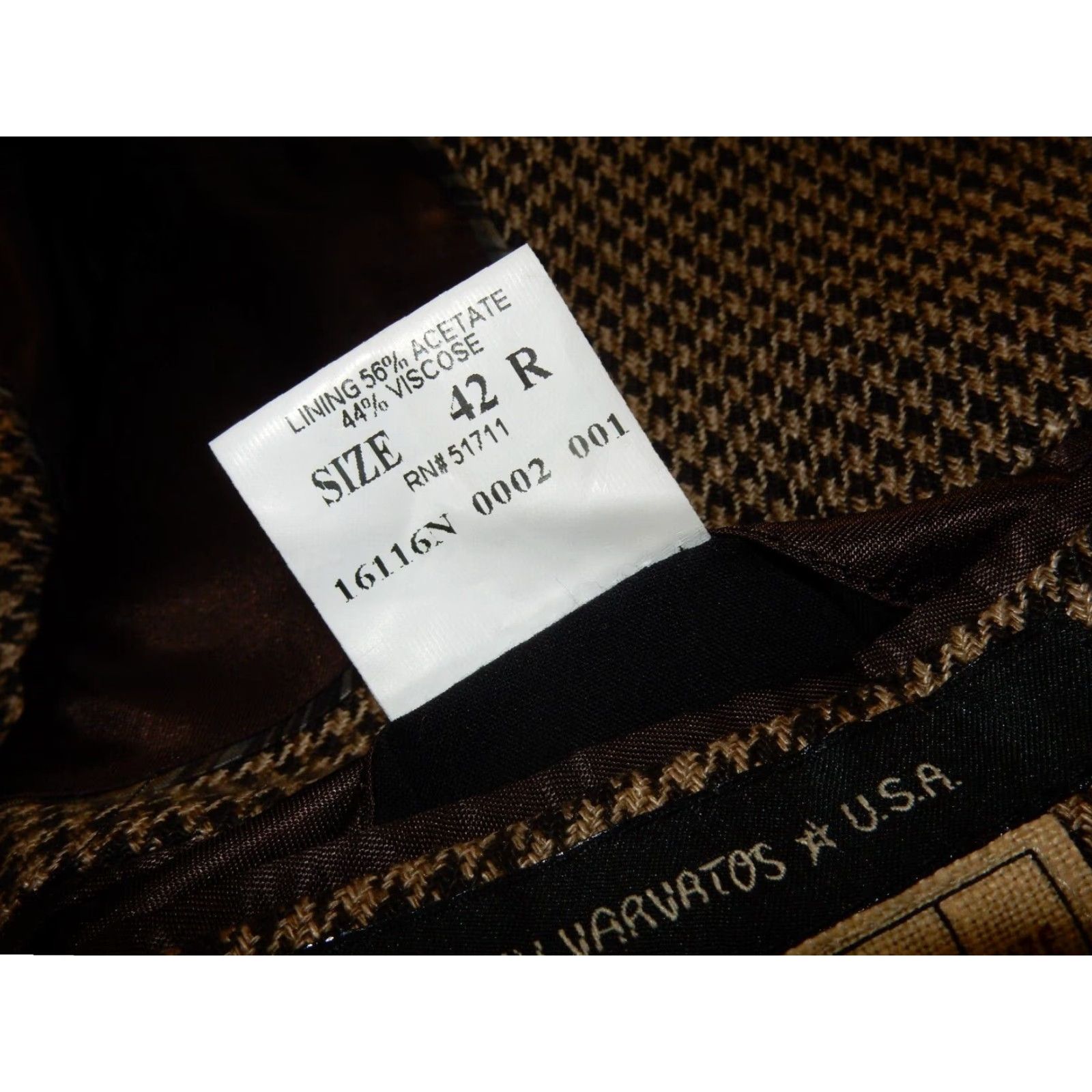 John Varvatos JOHN VARVATOS Houndstooth Blazer Jacket Men's Size 42R Brown Wool Size 42R - 8 Thumbnail
