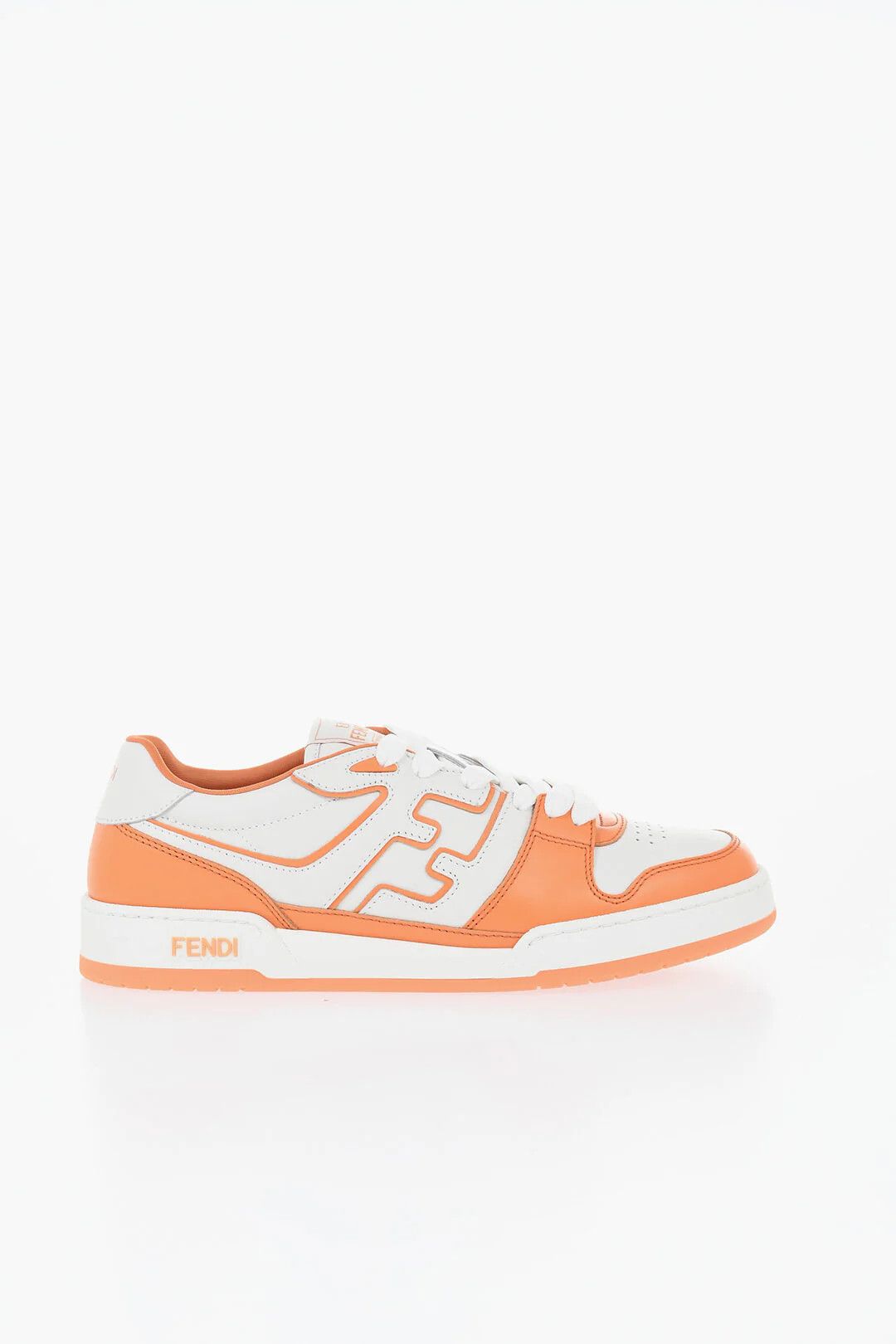 Fendi og1mm0326 Leather Two-Tone Sneakers in Orange & White Size US 11.5 / EU 44-45 - 1 Thumbnail