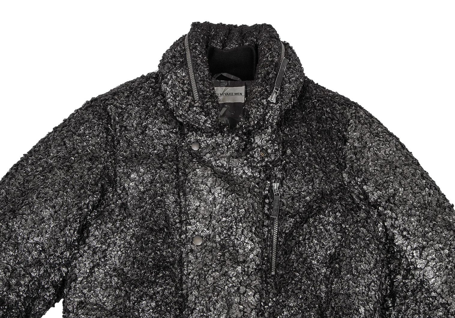 Issey Miyake Foil Print Fur Half Coat in Black Silver, Size M Size US M / EU 48-50 / 2 - 2 Thumbnail