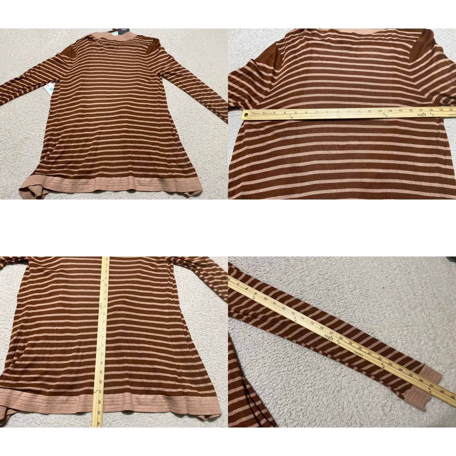 Vintage NWT Bobeau Sweater Cardigan Open Front Striped Brown Womens Large Traditional Size L / US 10 / IT 46 - 8 Thumbnail