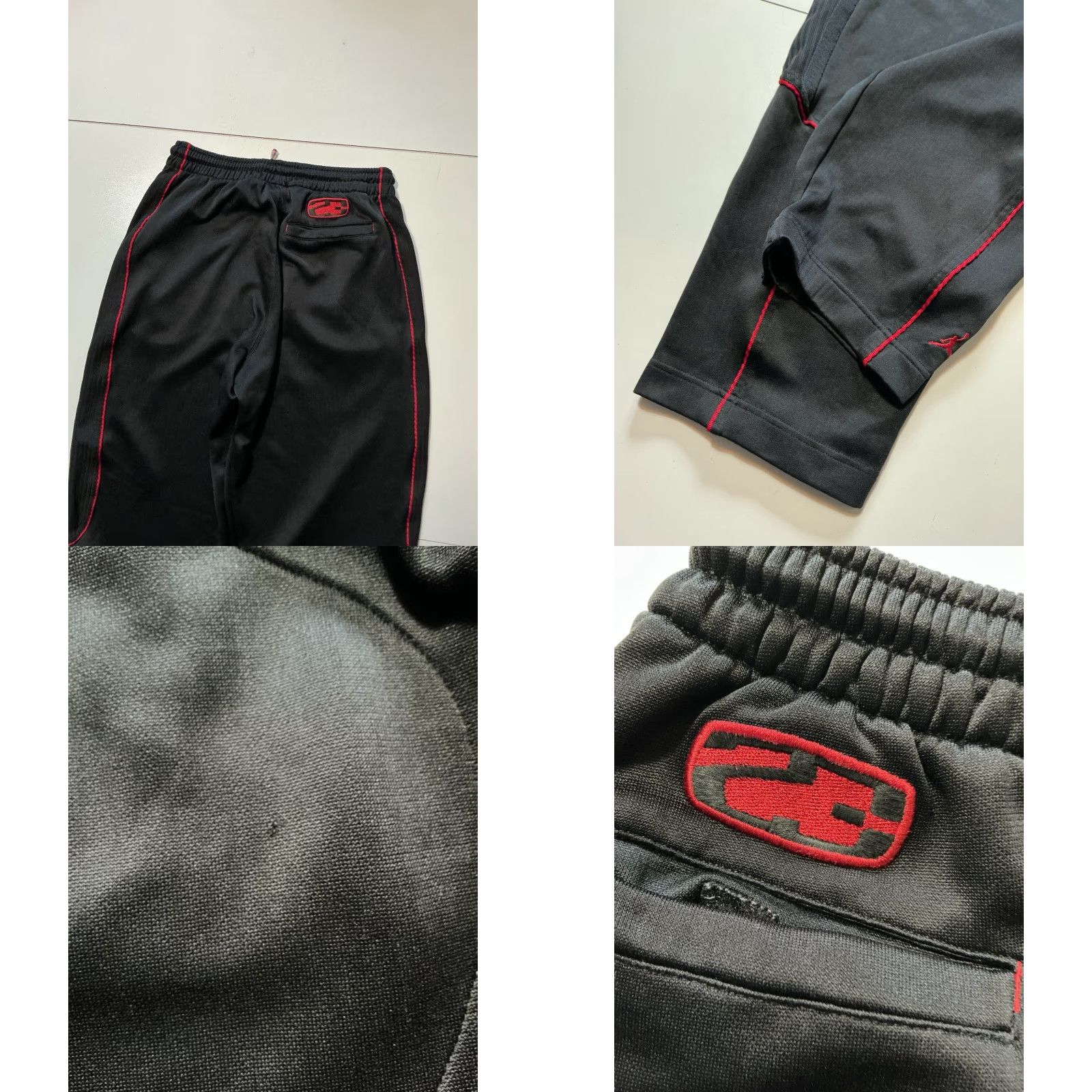 Jordan Brand VINTAGE Air Jordan Track Pants Sz. L Black Red Striped Jumpman 23 Mens Pants Warm Up 90s 00s Size US 33 - 8 Thumbnail
