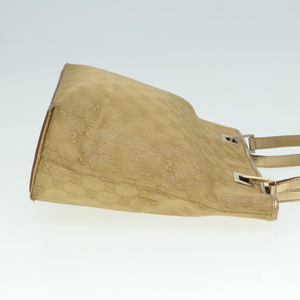 GUCCI GG Canvas Shoulder Bag Gold Tone Gold 0021099