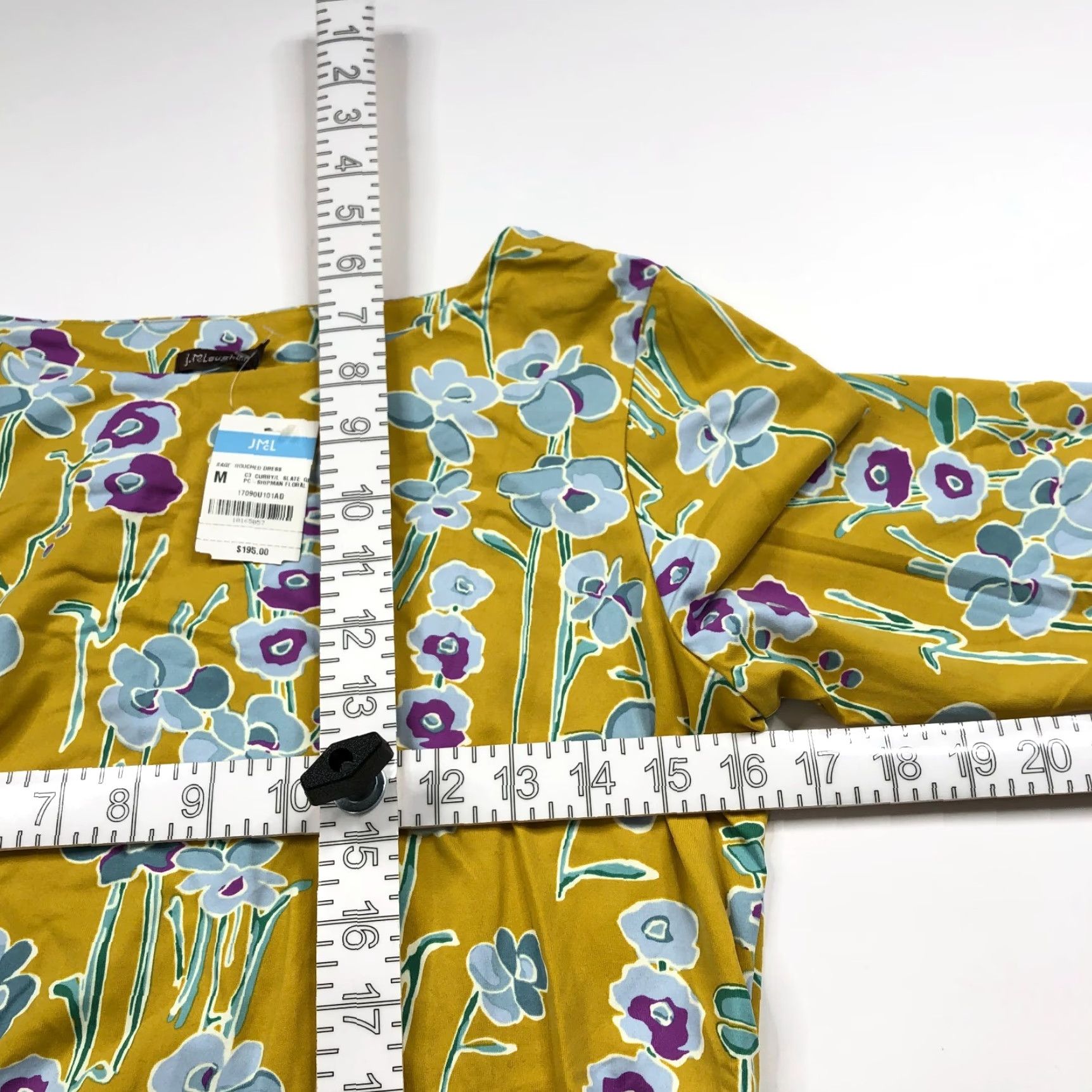 J.McLaughlin J. McLaughlin Dress - NEW MED A-Line Sheath Nylon Ruched Knee Floral Dark Yellow Women's Midi Knee Floral Yellow Dress Size M / US 6-8 / IT 42-44 - 6 Thumbnail