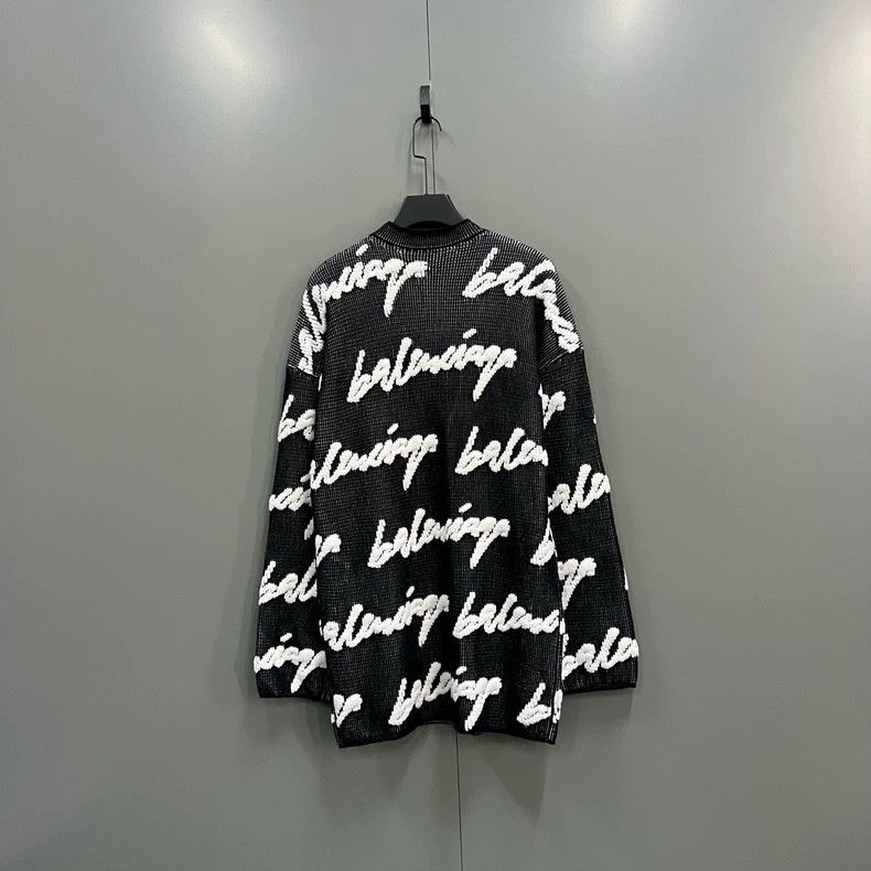 Balenciaga Balenciaga Cursive Logo Full Print Knit Sweater Size US XS / EU 42 / 0 - 1 Thumbnail