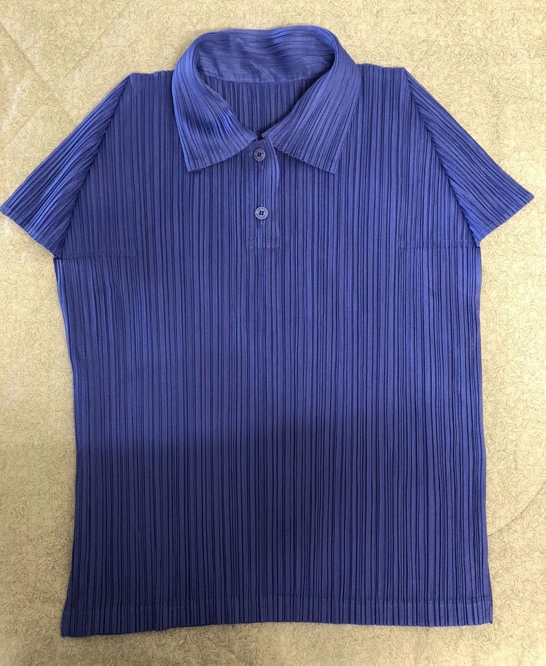 Issey Miyake Issey Miyake size:4 Blue pleated short-sleeved shirt Size XS / US 0-2 / IT 36-38 - 4 Thumbnail
