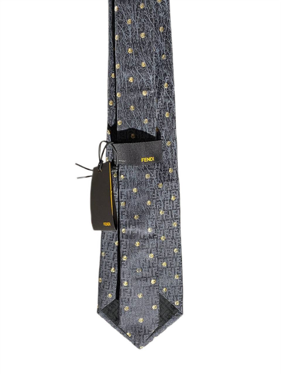 Fendi Fendi FF Jacquard Logo Monogram Moon Casual Silk Tie Size ONE SIZE - 6 Thumbnail