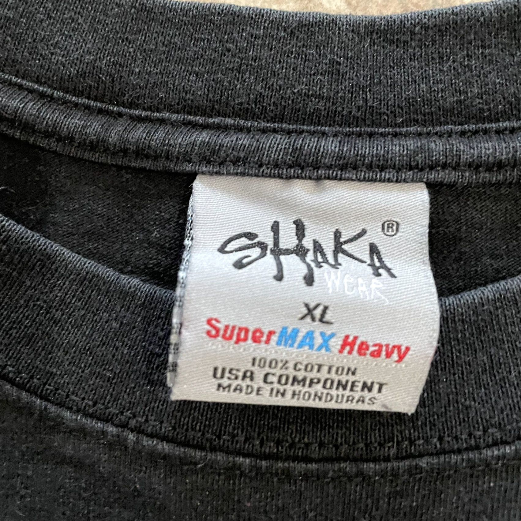 Vintage Shaka Wear 100% cotton black graphic Tee Mens XL T-Shirt Shirt Black XL Mens Size US XL / EU 56 / 4 - 4 Thumbnail