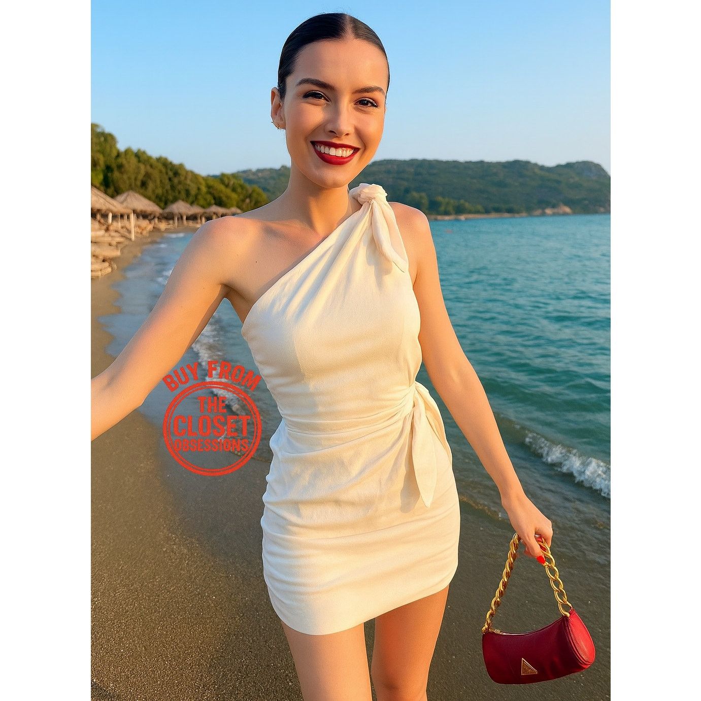 zara one shoulder dress white Zara Womens One Shoulder Bodycon Dress Ivory Sleeveless Zip Size XL