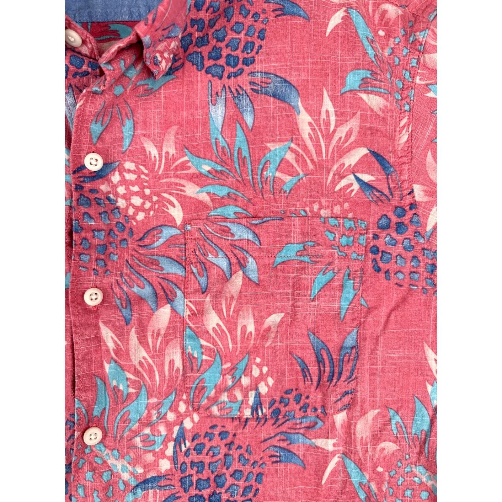 Izod IZOD Saltwater Shirt Mens Large Pink Floral Pineapple All Over Print Inside Out Size US L / EU 52-54 / 3 - 6 Thumbnail