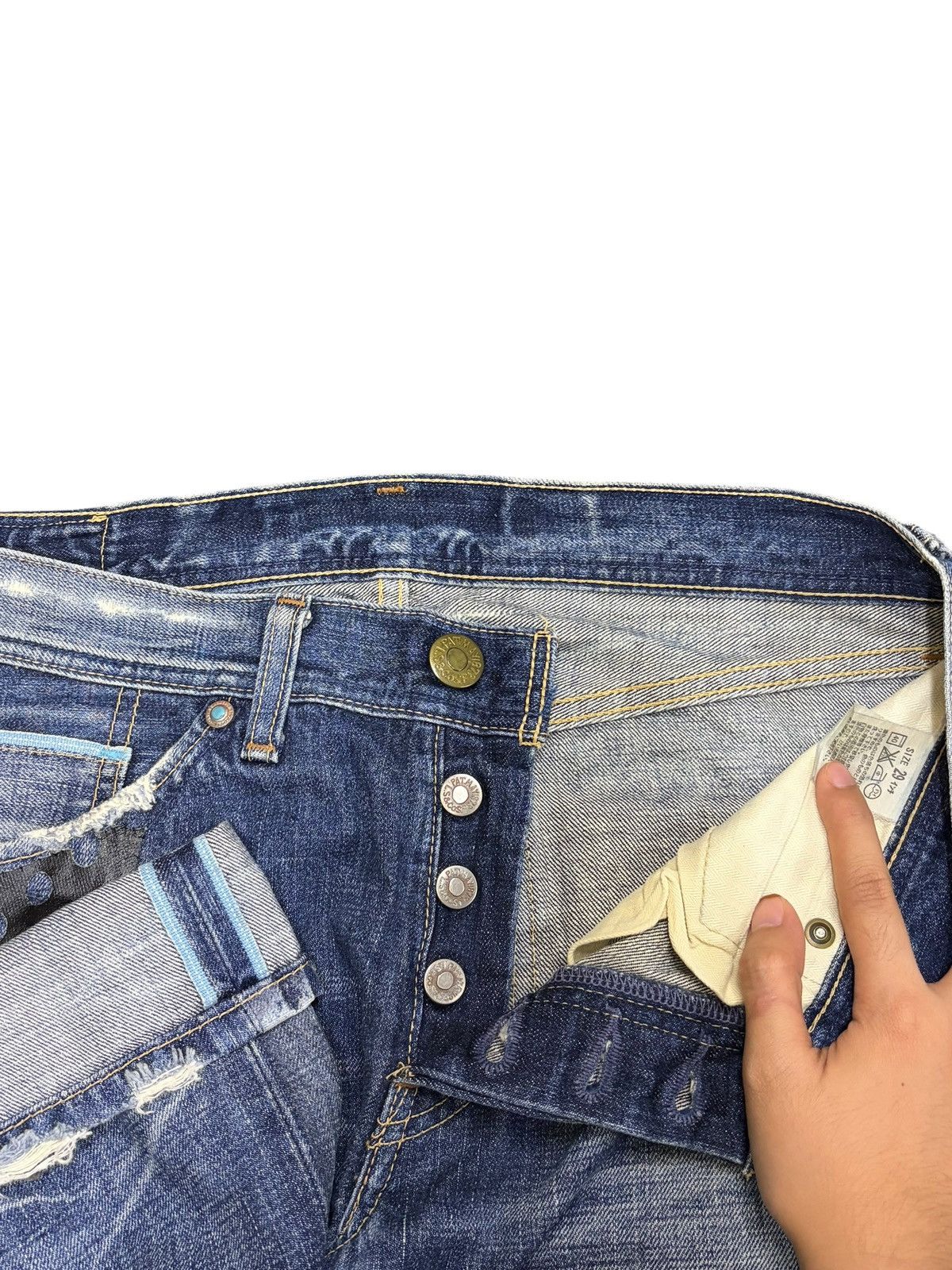 Levi's Vintage 90s Levis 705 Selvedge Distress Loose Jeans Size US 30 / EU 46 - 5 Thumbnail