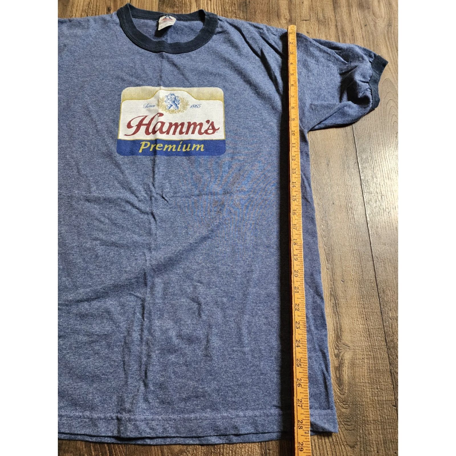 Logo 7 VINTAGE Alstyle Mens T-Shirt Hamm's Beer Logo Short Sleeve Crew Neck Blue 2000s Premium Ringer T Shirt Hag Monitoring Size US L / EU 52-54 / 3 - 2 Thumbnail