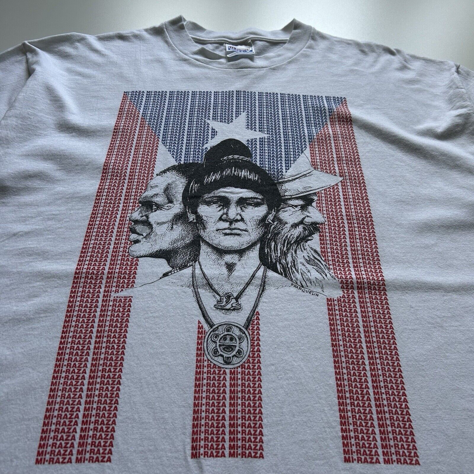 Vintage Vintage 90s Mi Razza Puerto Rico Flag Art Graphic T Shirt XL Size US XL / EU 56 / 4 - 3 Thumbnail