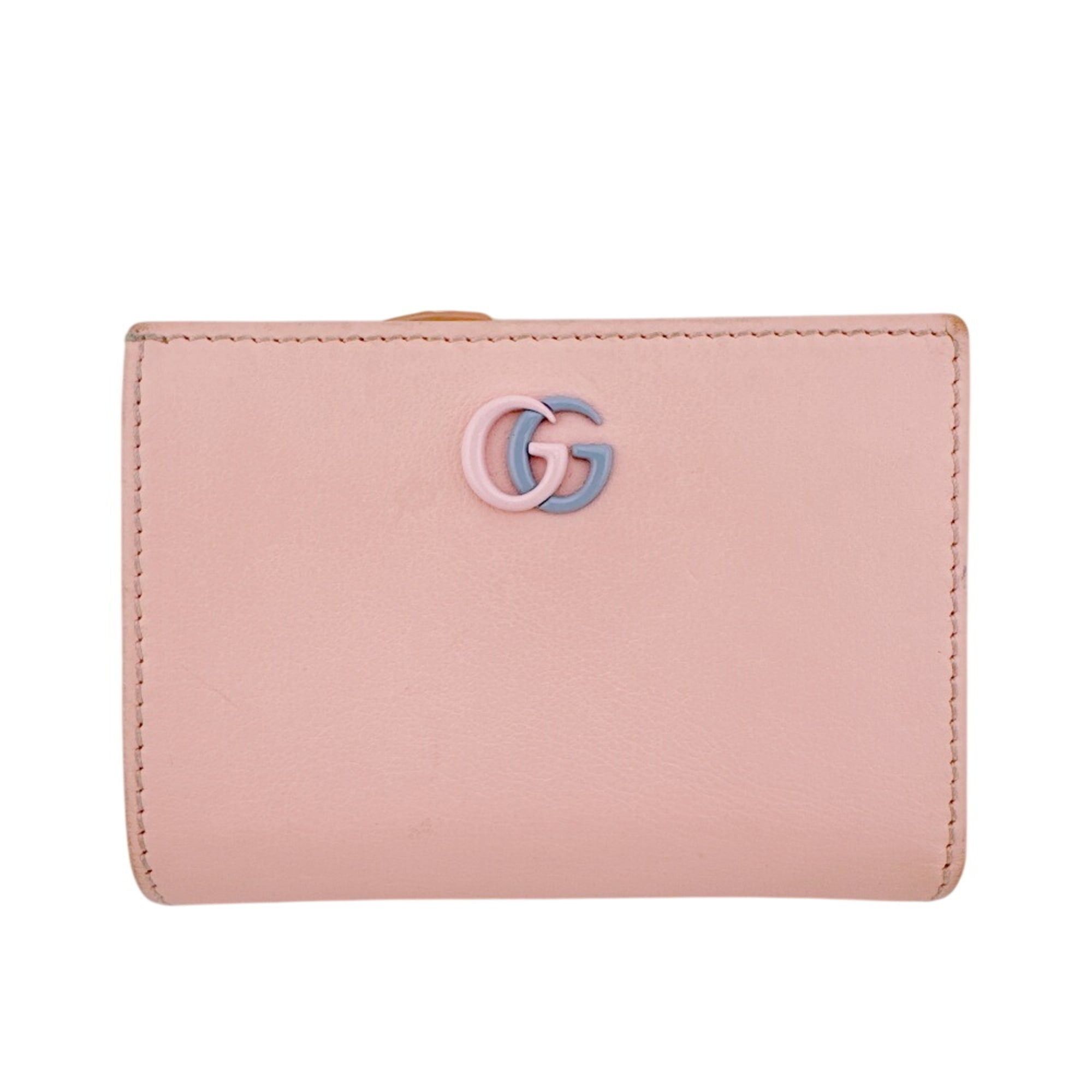 Gucci GUCCI 790063 Double G Small Wallet Compact Bi-color GG Marmont Bi-fold Pink Size ONE SIZE - 1 Thumbnail